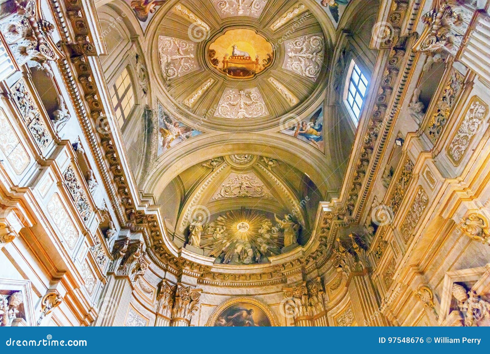 ceiling frescos vincenzo anastasio church rome italy