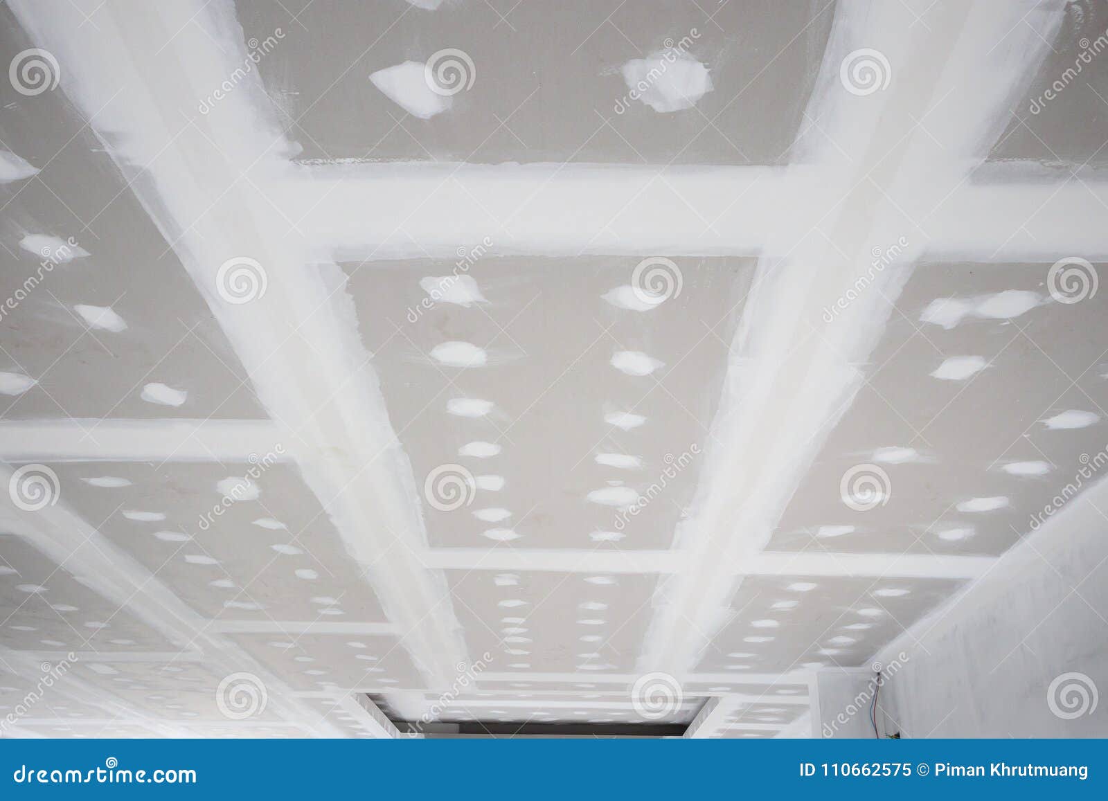 Ceiling Gypsum Board Installation Stock Image Image Of