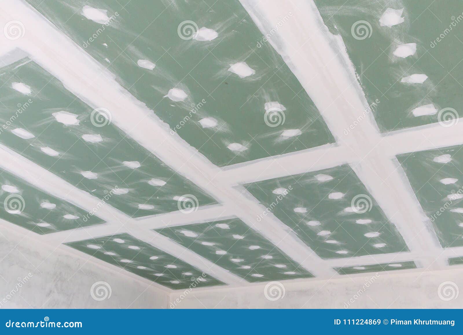 Ceiling Gypsum Board At Construction Site Stock Image Image Of