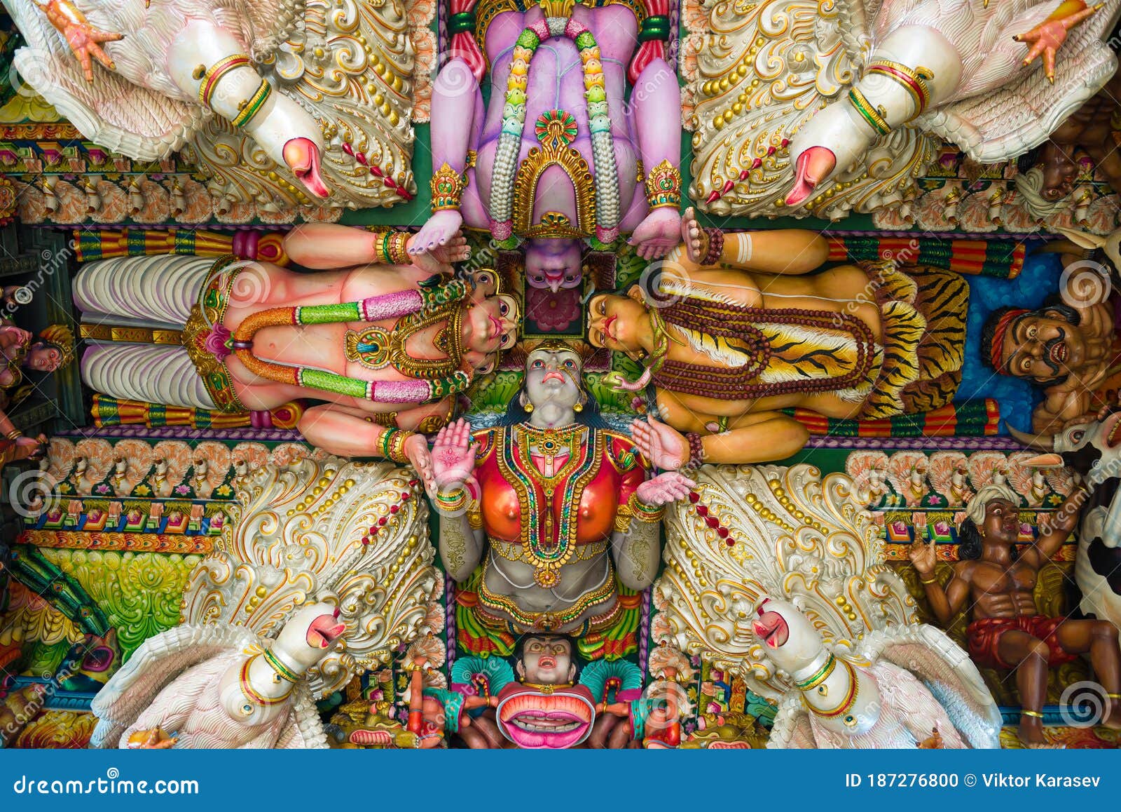 Ceiling in the Hindu Temple Sri Bhadrakali Amman Kovil Stock Photo ...