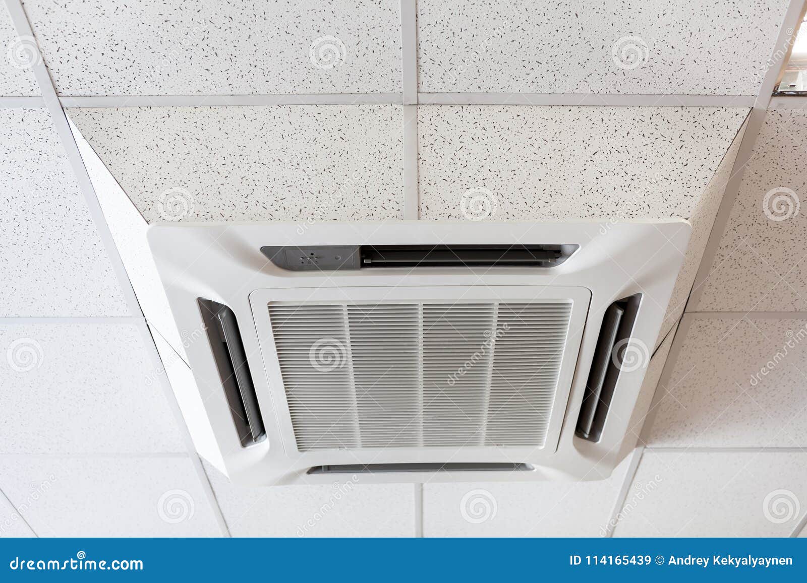 ceiling mounted large air-conditioner in office, close-up view