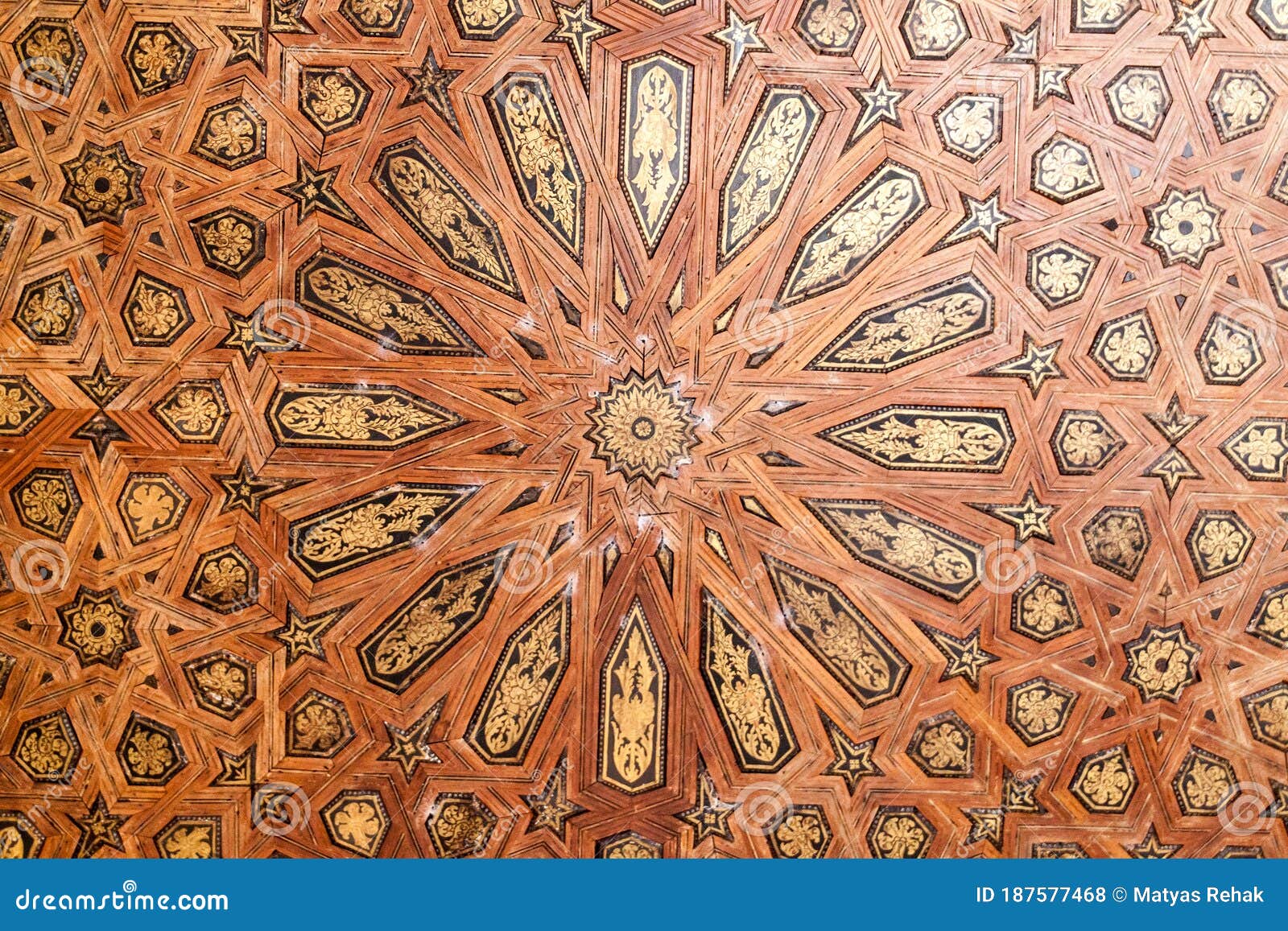 ceiling in nasrid palaces (palacios nazaries) at alhambra in granada, spa