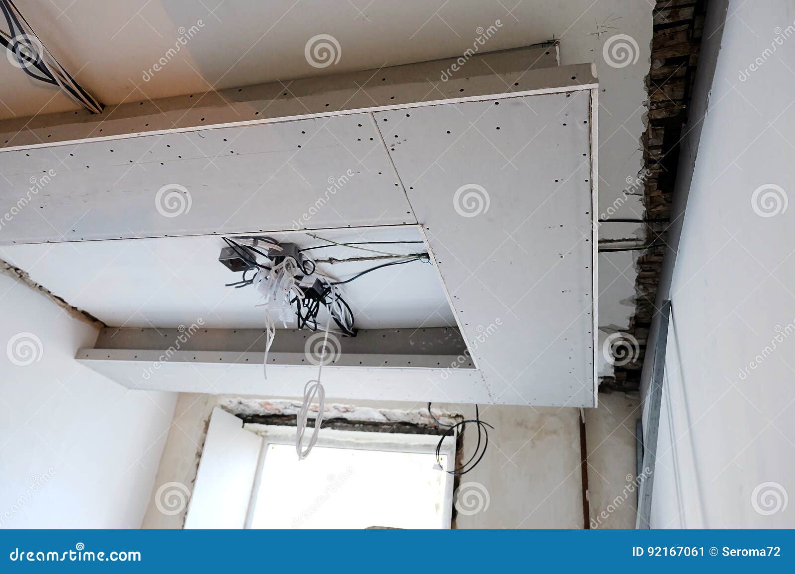 The Ceiling Of Plasterboard Stock Image Image Of Drywall