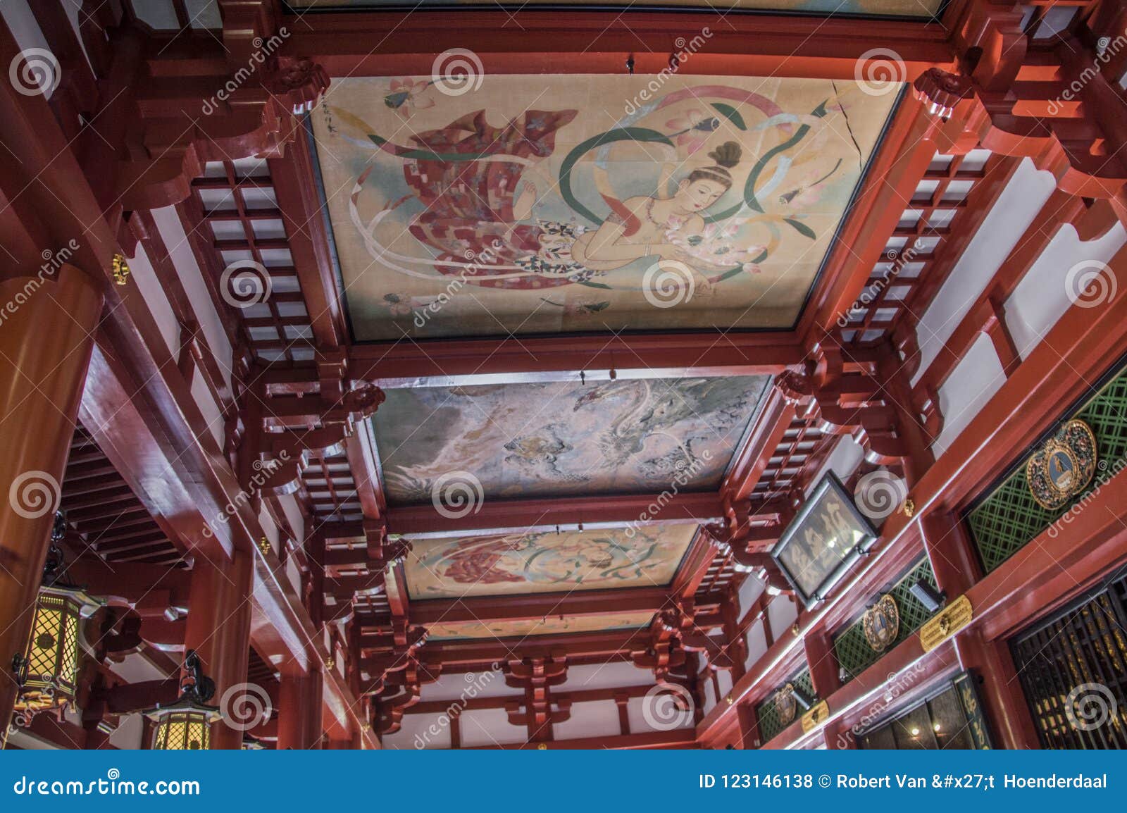 Ceiling of the Sensoji Temple Tokyo Japan 2016 Editorial Stock Photo