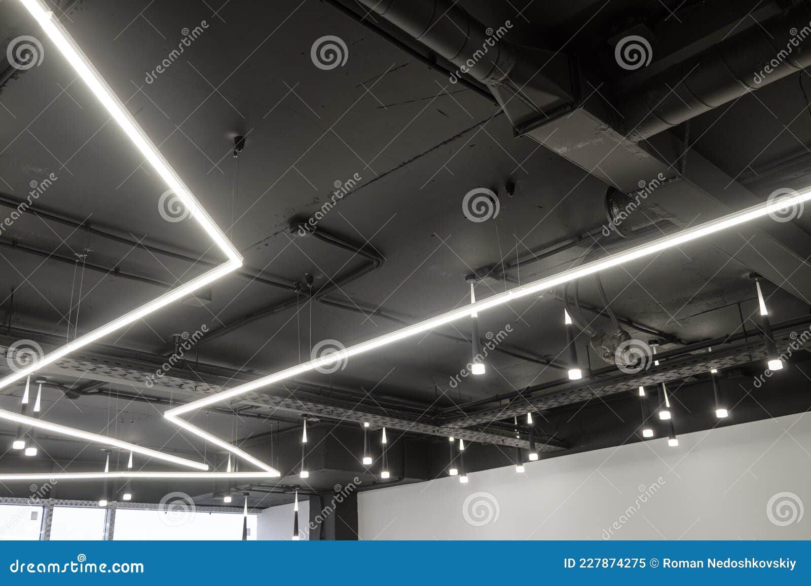 Ceiling Ventilation Ducts and Ceiling LED Lights Stock Image Image of painted, comfort 227874275