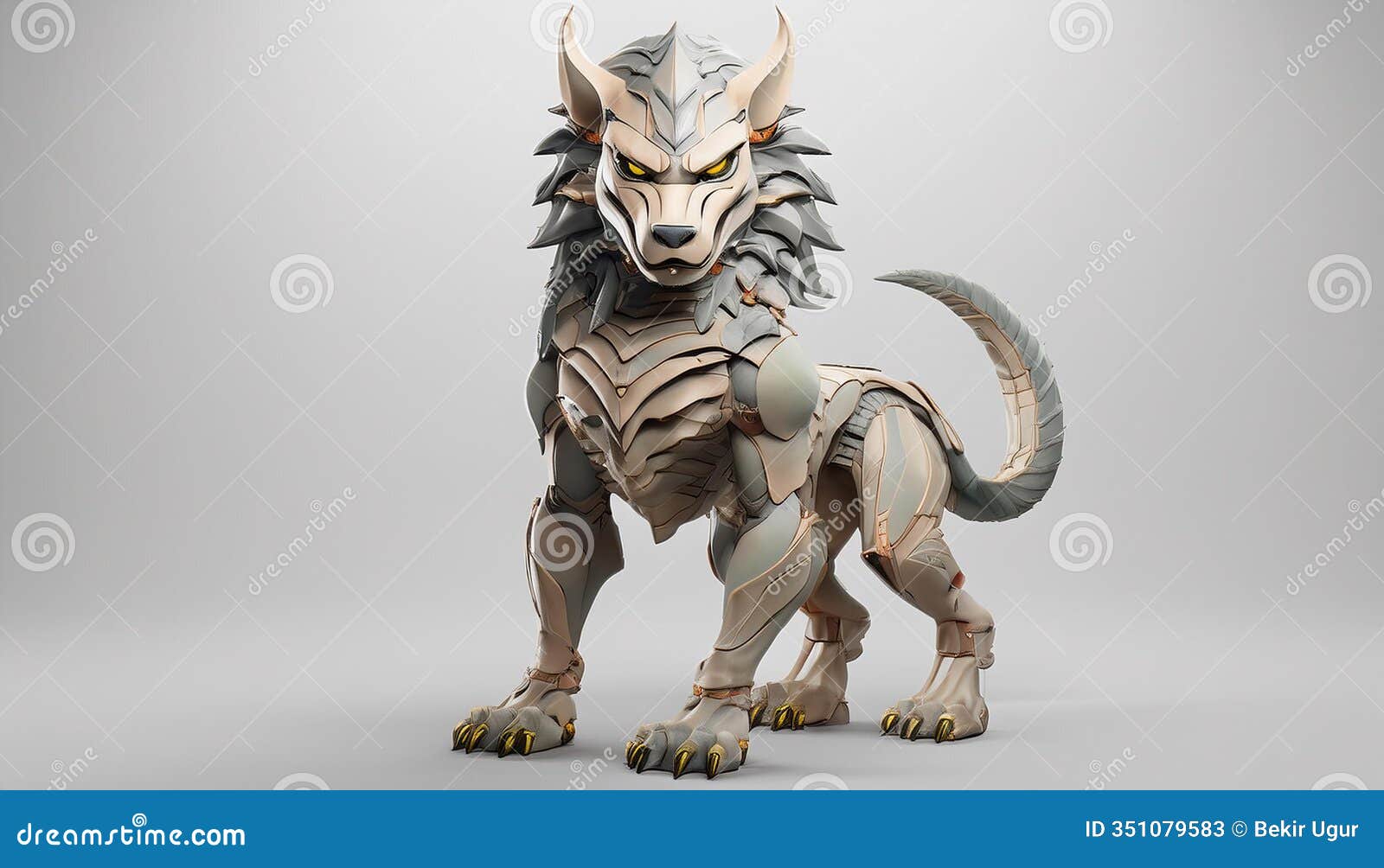 cel shaded cerberus 3d model with white background full body shot.