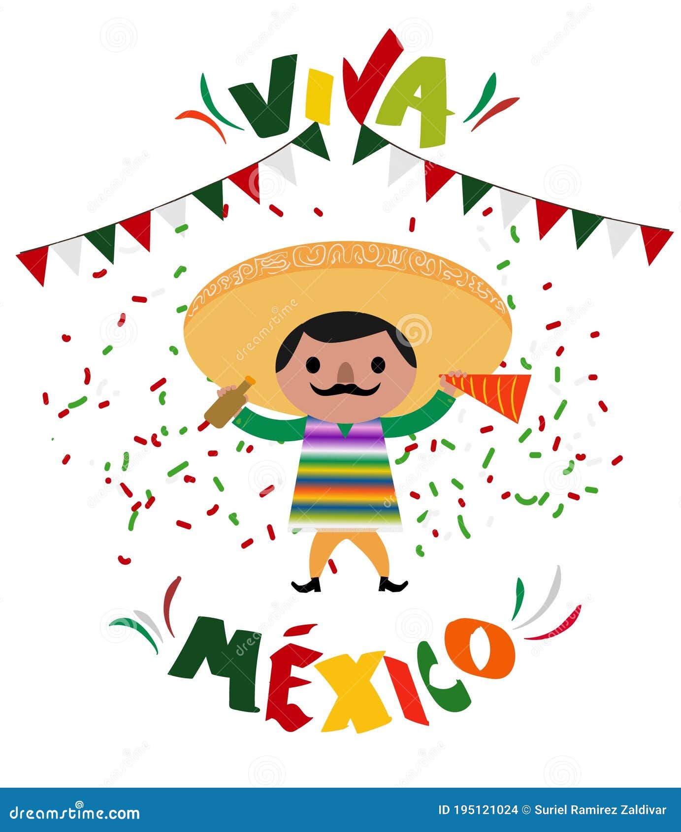 Celebración Del Día De La Independencia De México - Hombre Celebrando El  Texto En Español : Larga Vida En México Ilustración del Vector -  Ilustración de hombre, folclore: 195121024