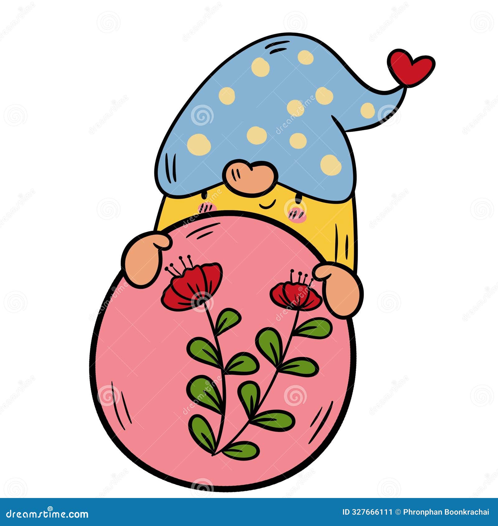 easter gnome hugging an egg, happy easter cartoon clipart, png image.