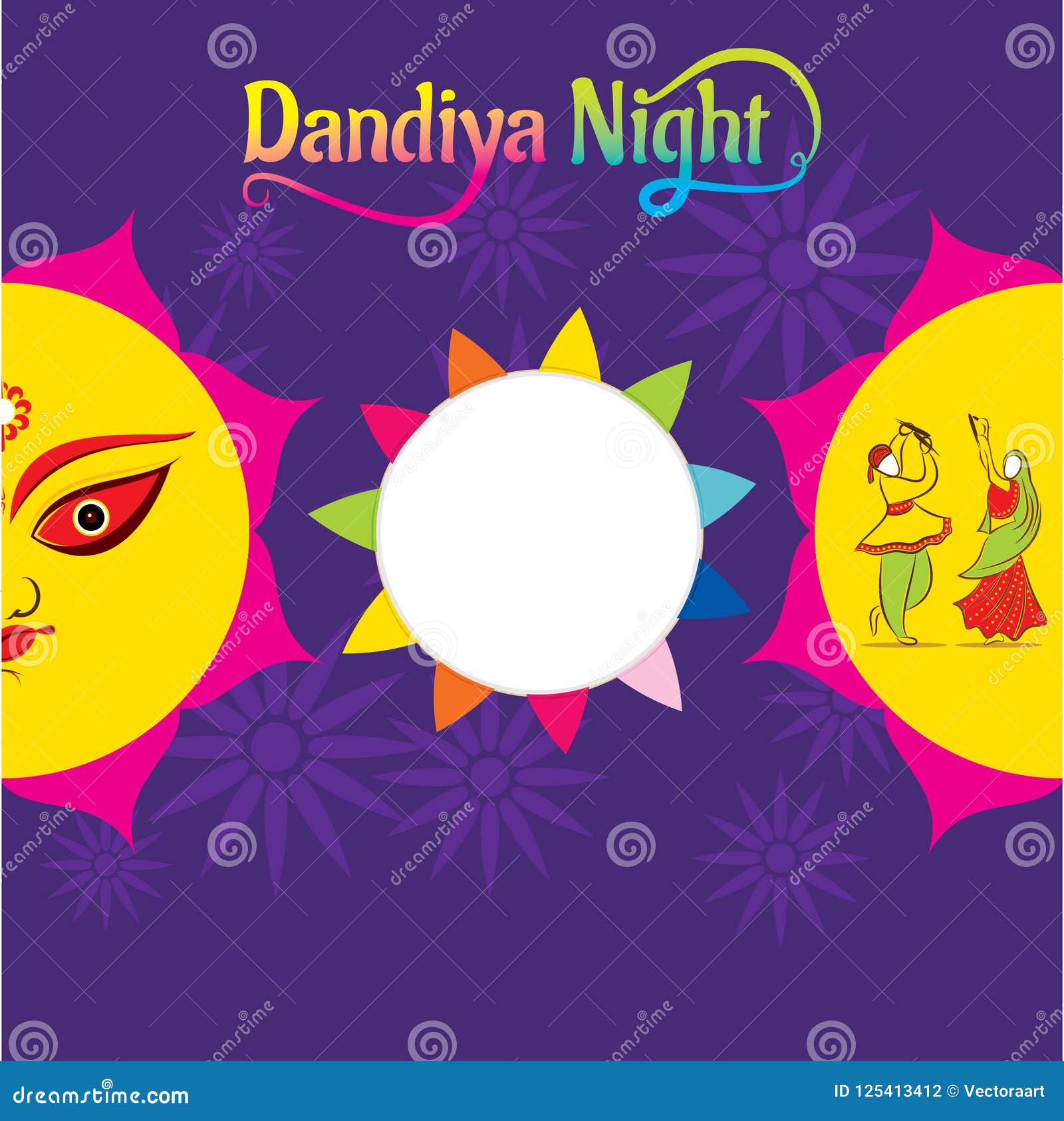 Celebrate Navratri Festival Poster Card Design Stock Vector