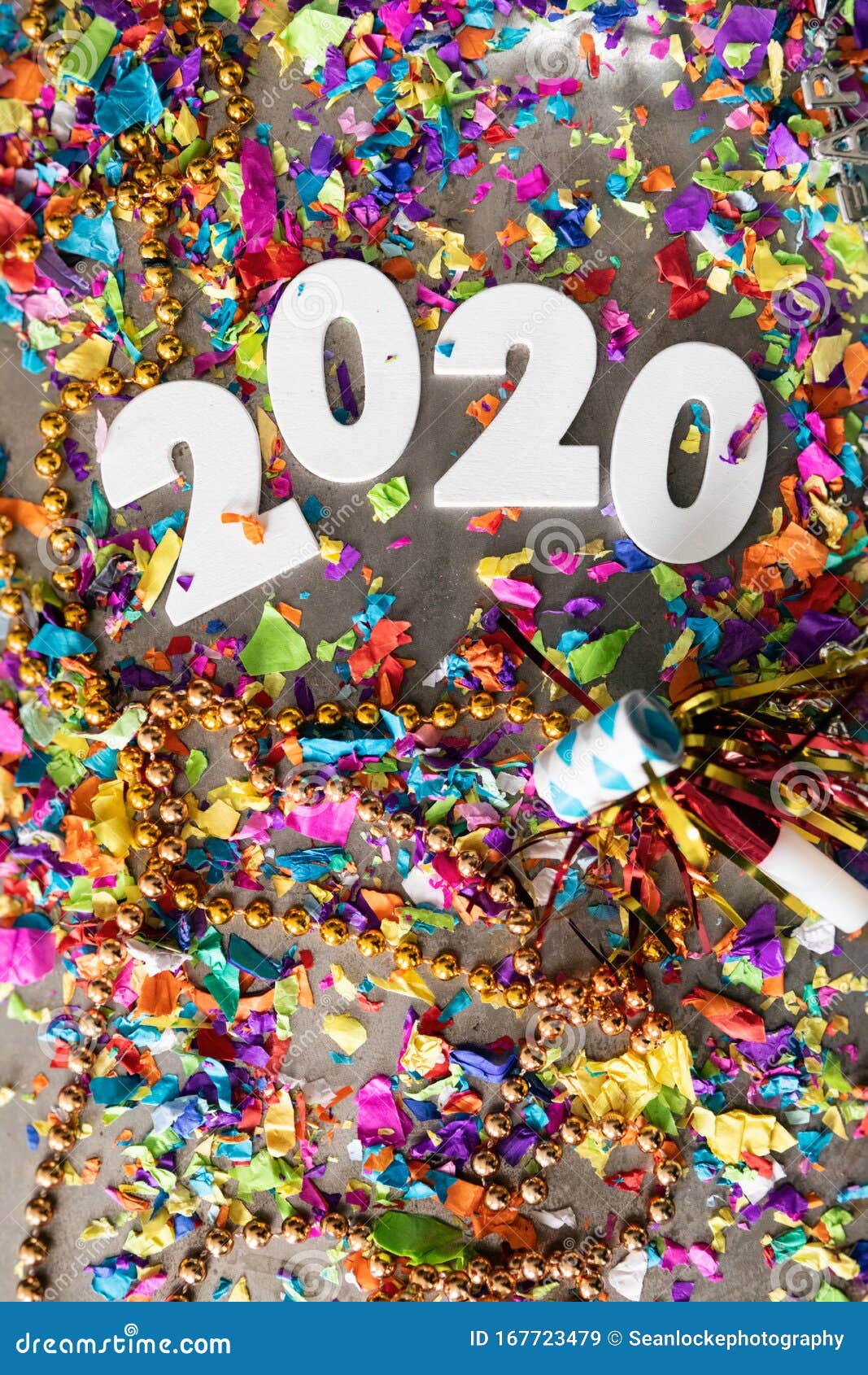 Celebrating Happy New Year 2020 with Colorful Confetti Stock Image ...