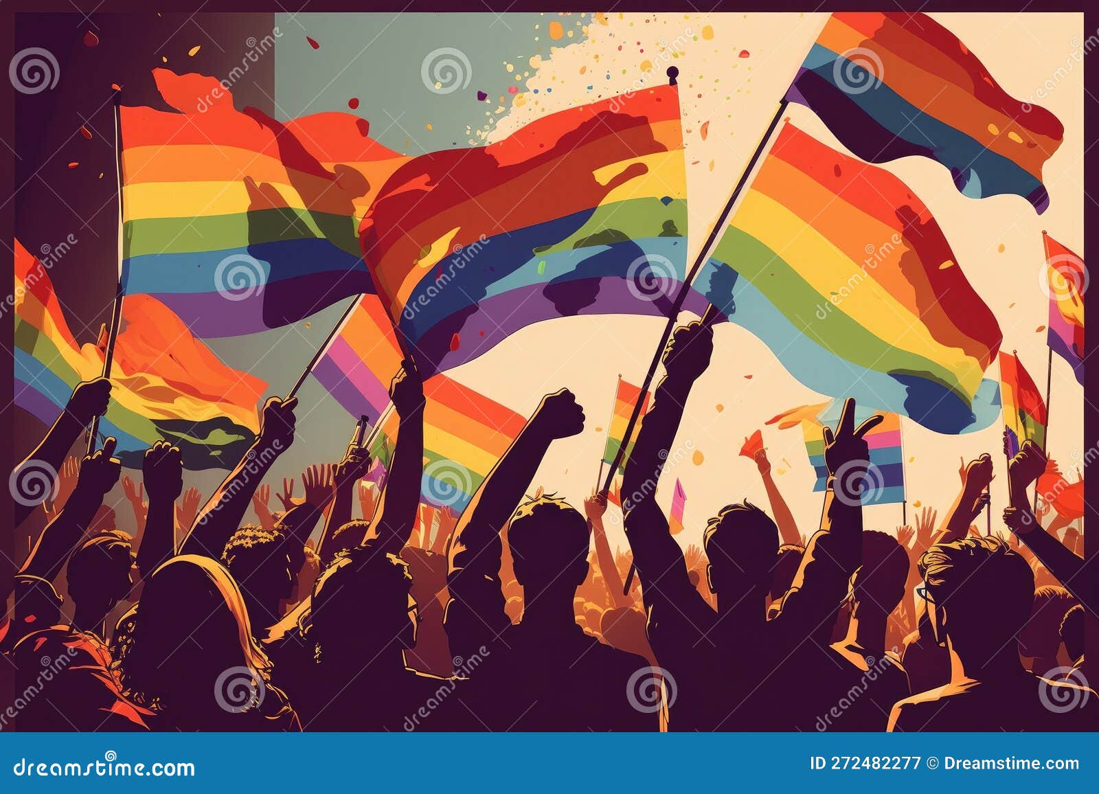 Celebrating Pride .LGBTQI Pride Event Generative AI Stock Illustration