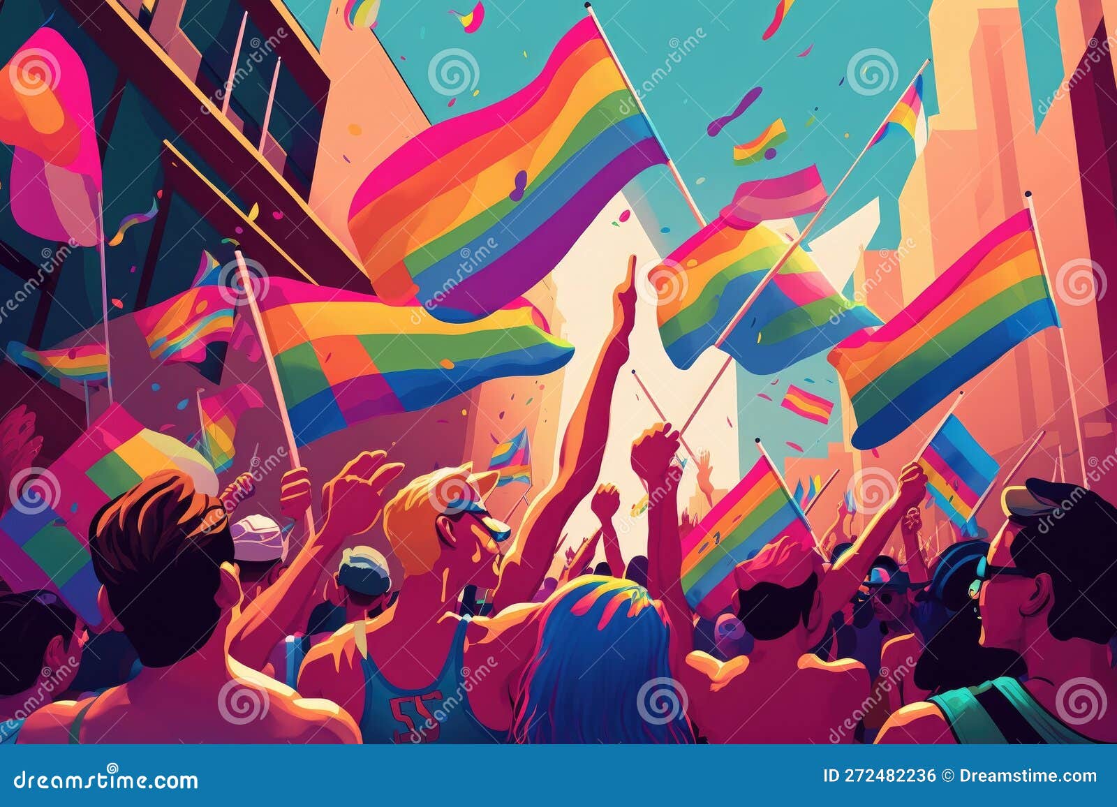 Celebrating Pride .LGBTQI Pride Event Generative AI Stock Illustration