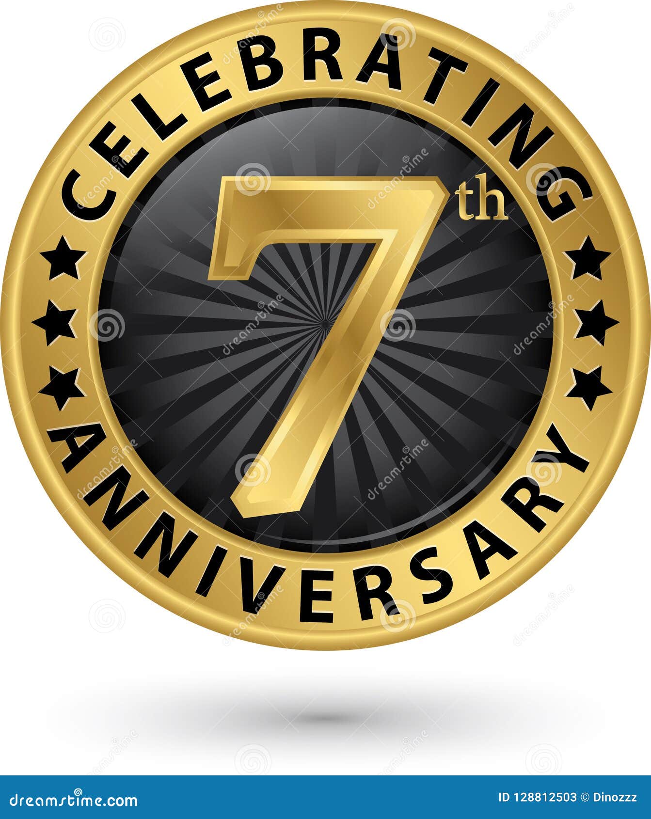 Celebrating 7th Years Anniversary Gold Label, Vector Illustration Stock ...