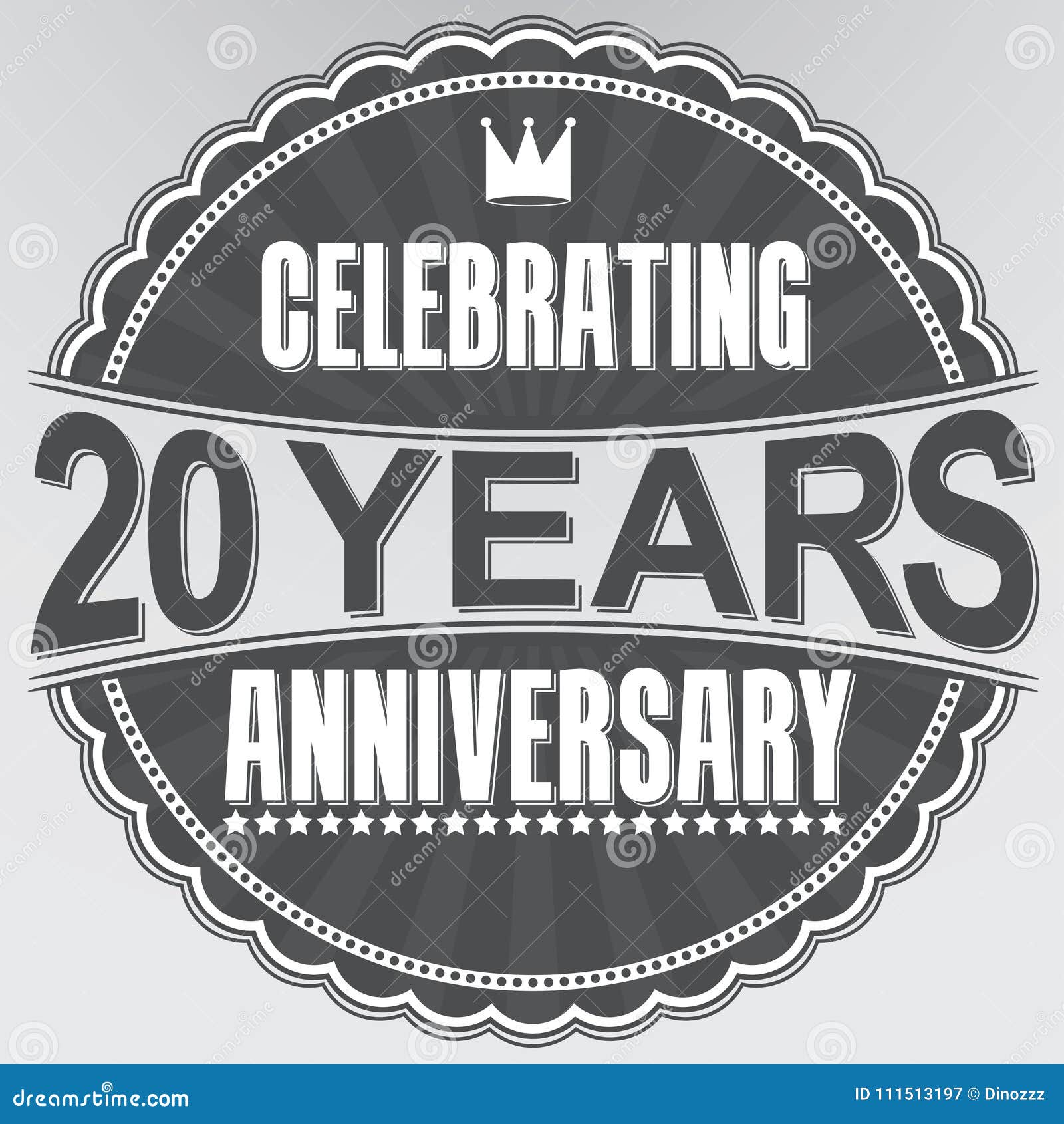 Celebrating 20 Years Anniversary Retro Label, Vector Illustration Stock