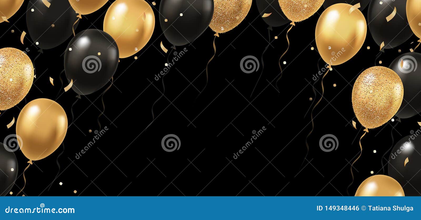 celebration, festival background with gold and black realistic 3d  flying balloons