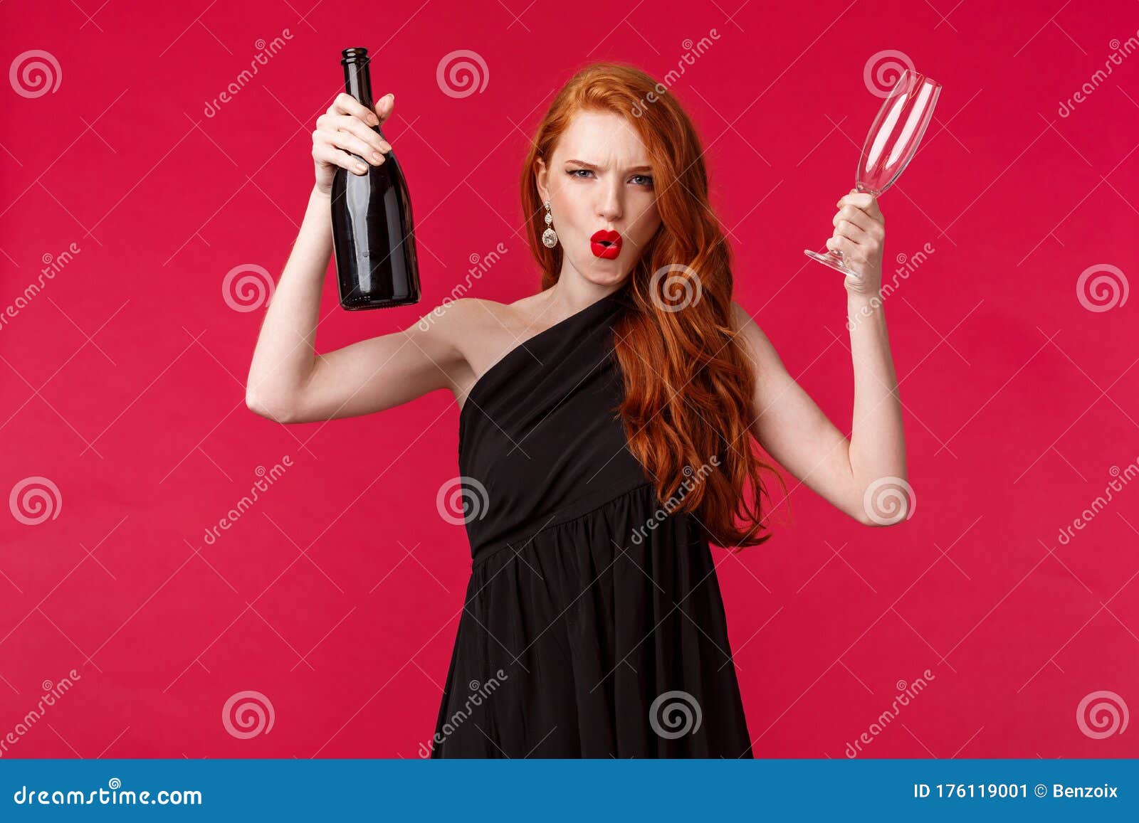Celebration Holidays And Women Concept Sassy And Carefree Excited Young Redhead Woman Having