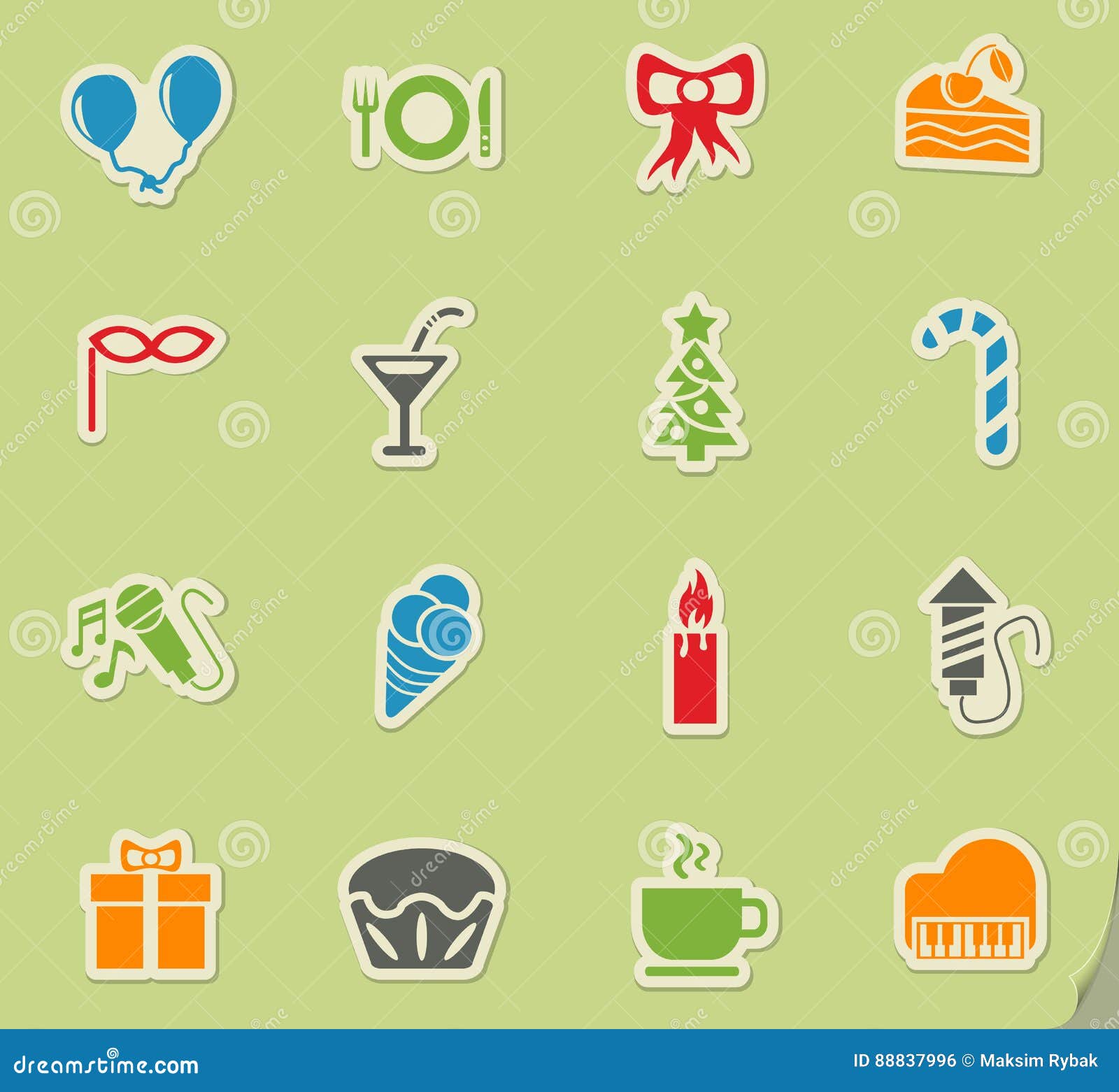 Celebration icon set stock illustration. Illustration of candle - 88837996