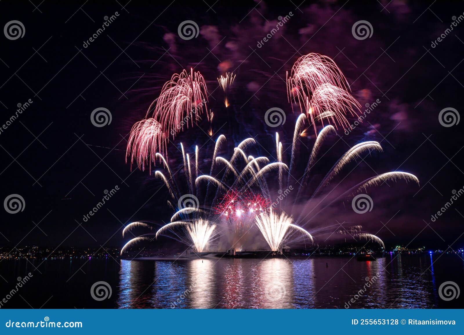 Celebration of Light Fireworks at the English Bay in Vancouver Stock Photo Image of party
