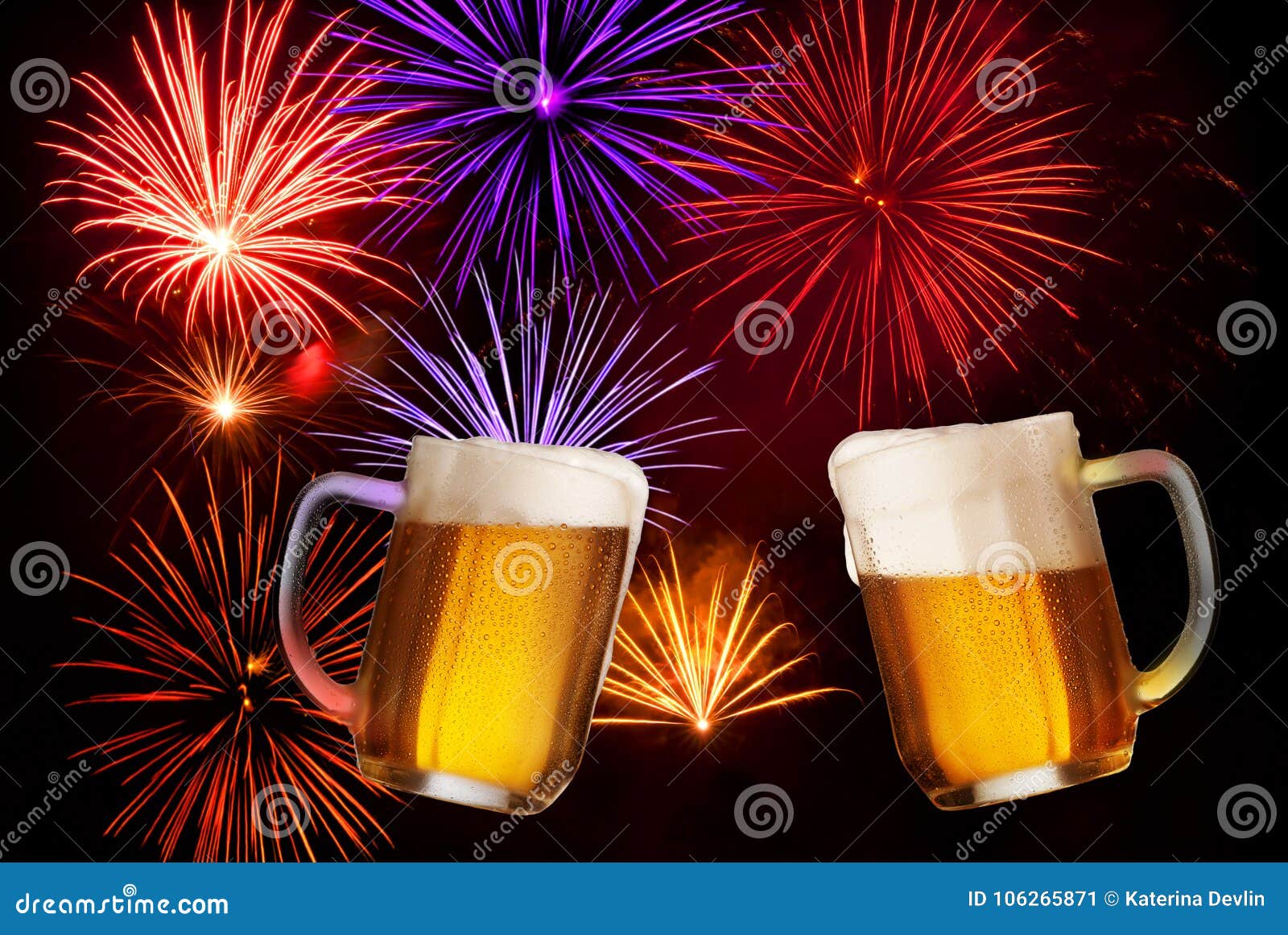 Celebratory Drink with Two Glasses of Beer Stock Image Image of drink, toast 106265871