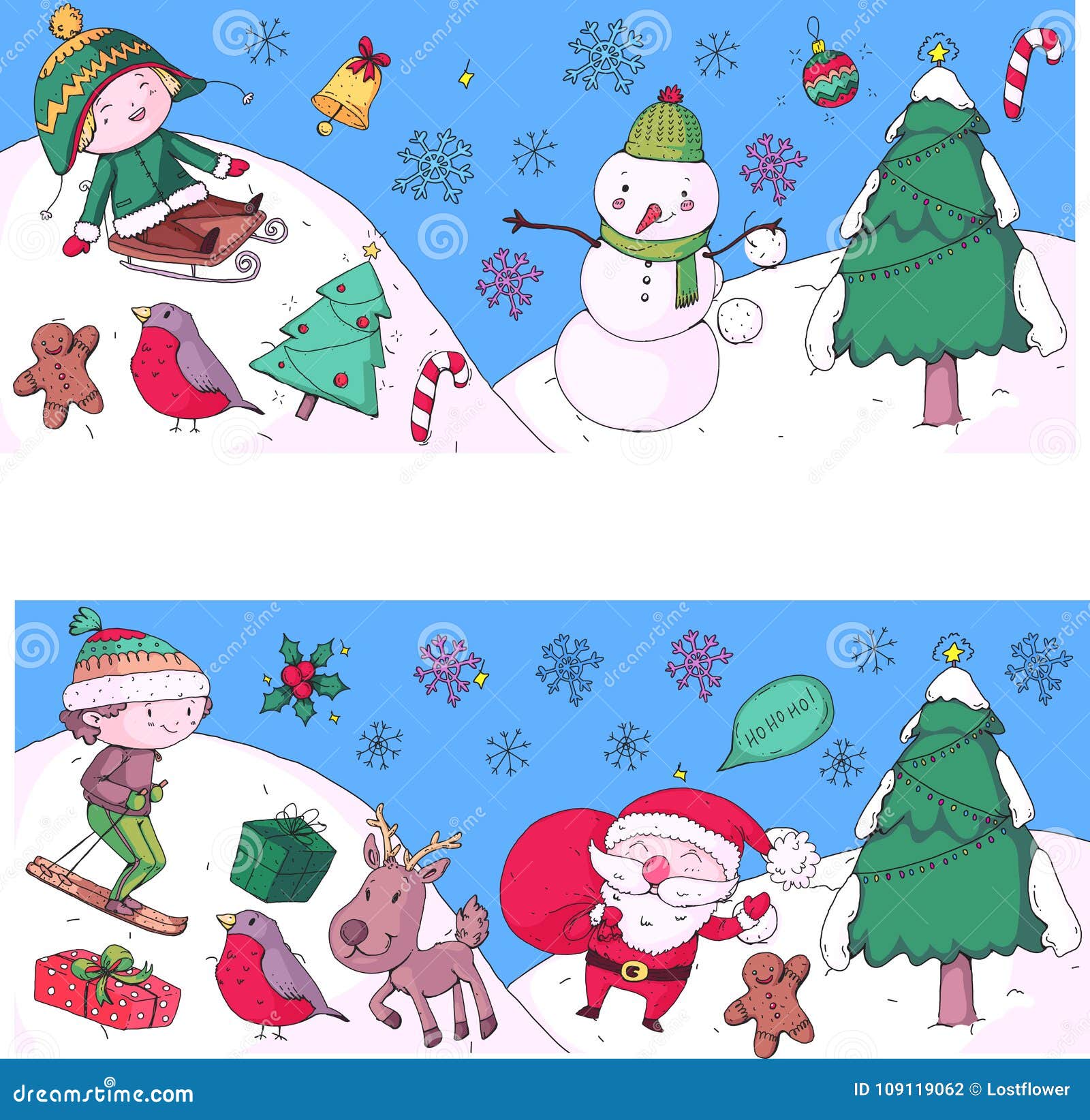 Buon Natale Ragazzi.Celebrazione Di Buon Natale Con I Bambini Bambini Che Disegnano Illustrazione Con Lo Sci Regali Santa Claus Pupazzo Di Neve Ra Illustrazione Vettoriale Illustrazione Di Agrifoglio Illustrazione 109119062