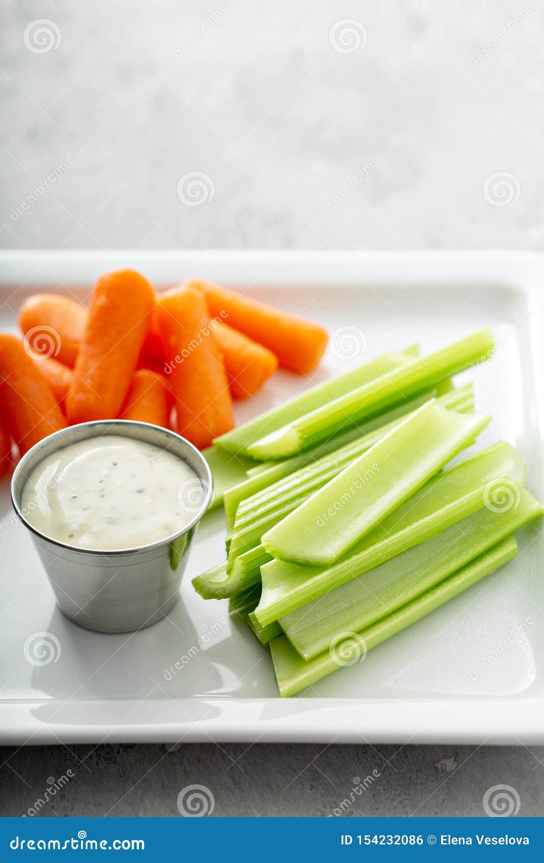 Celery and Carrot Sticks with Ranch Stock Photo Image of object