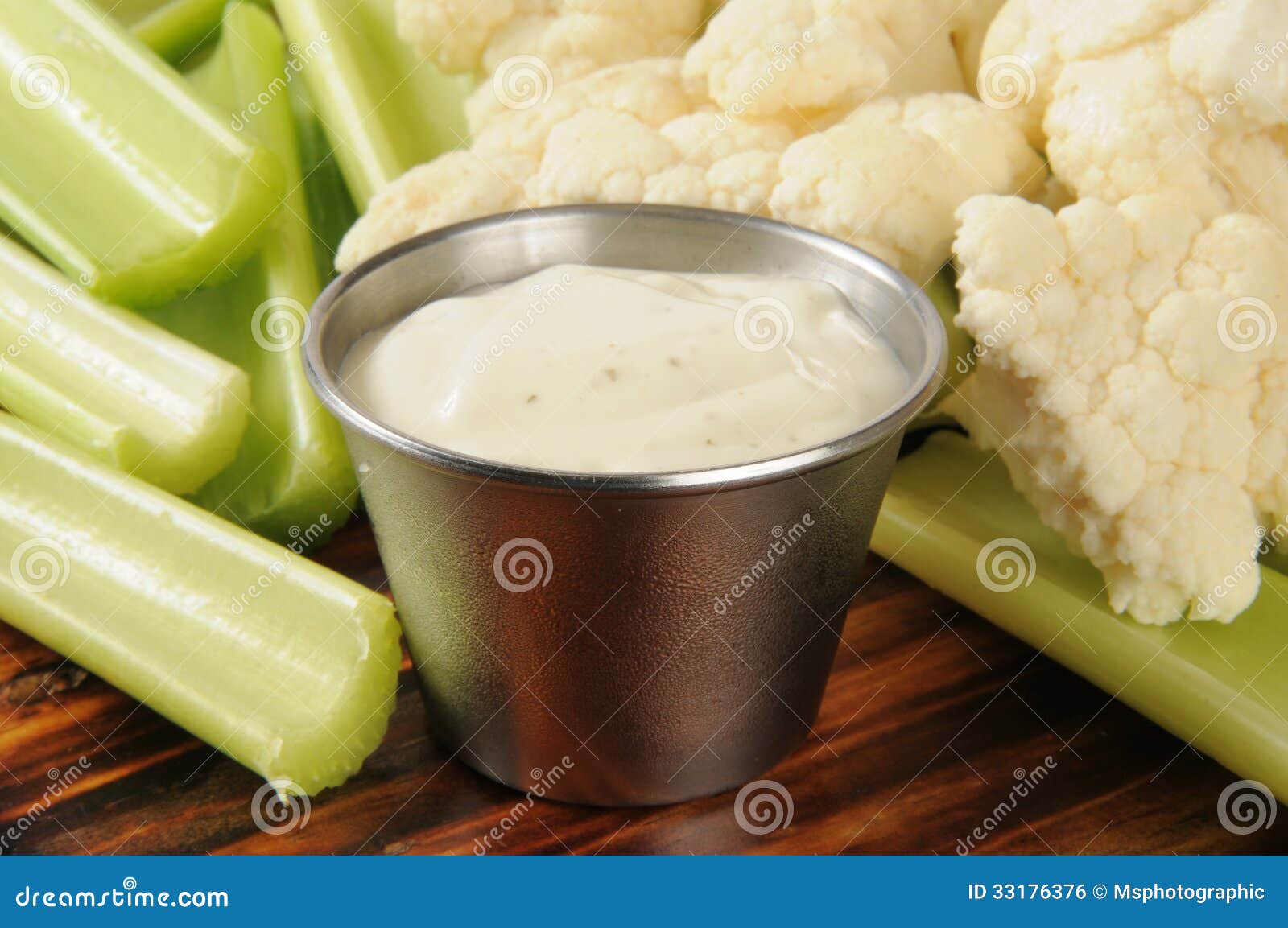 Celery, Cauliflower and Ranch Dressing Stock Photo Image of
