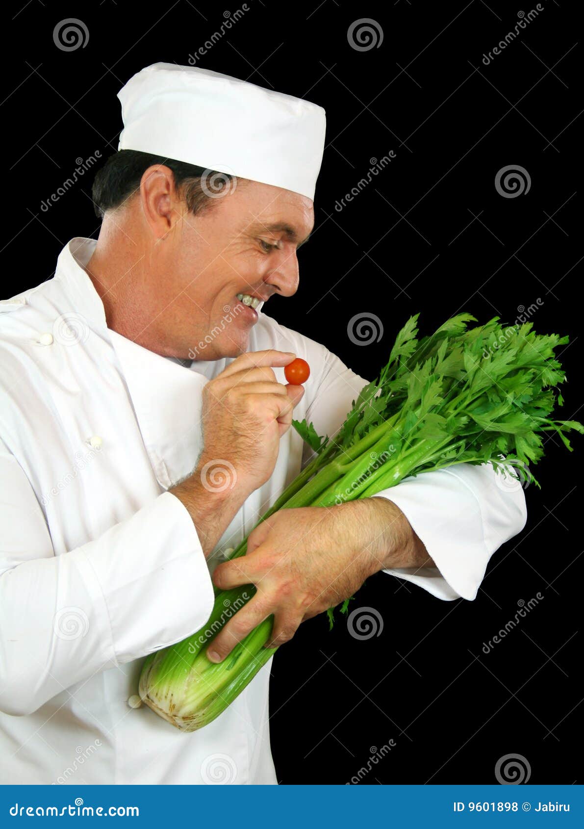 Celery Feeding Chef stock photo. Image of cherry, uniform 9601898