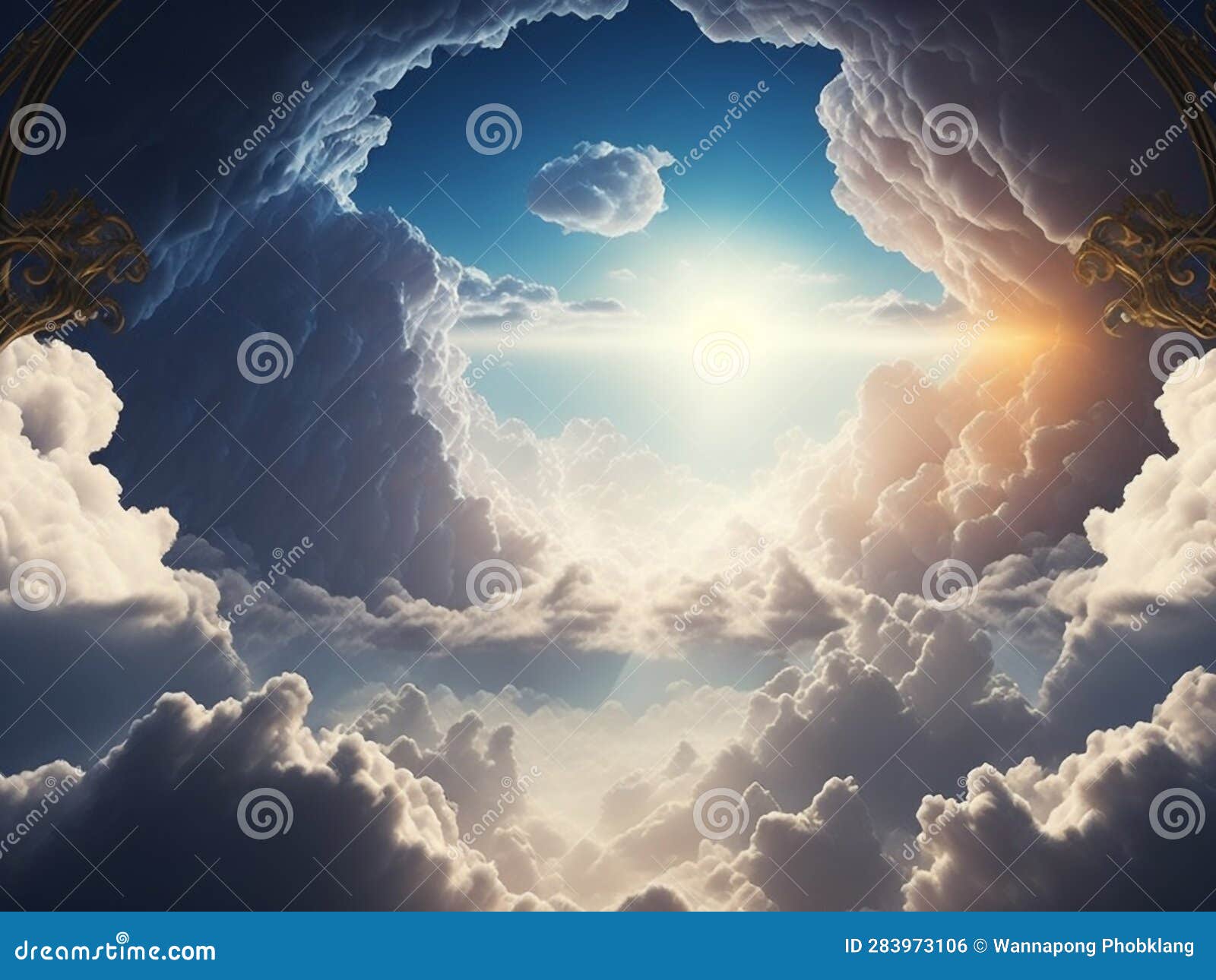 Heavenly Tranquility Serene Sky with Fluffy Clouds - Capturing the 