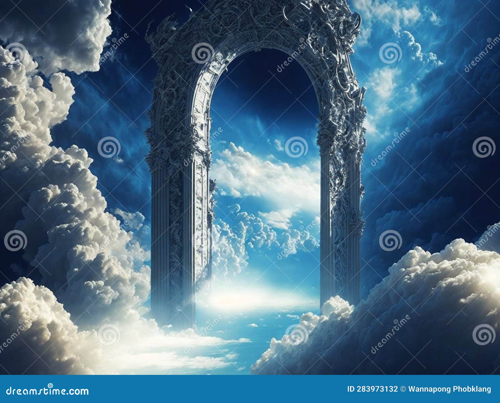 Heavenly Tranquility Serene Sky with Fluffy Clouds - Capturing the 