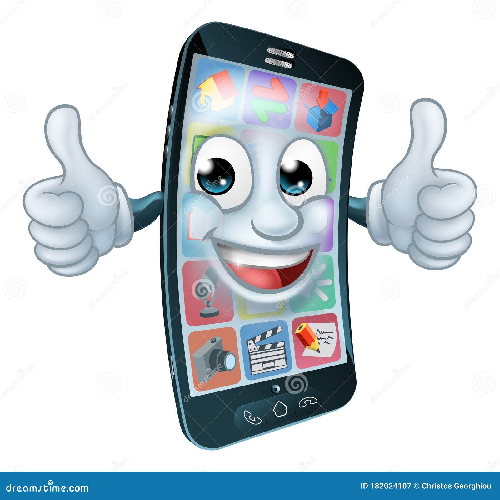 Cell Mobile Phone Mascot Cartoon Character Stock Vector - Illustration of  clipart, apps: 182024107