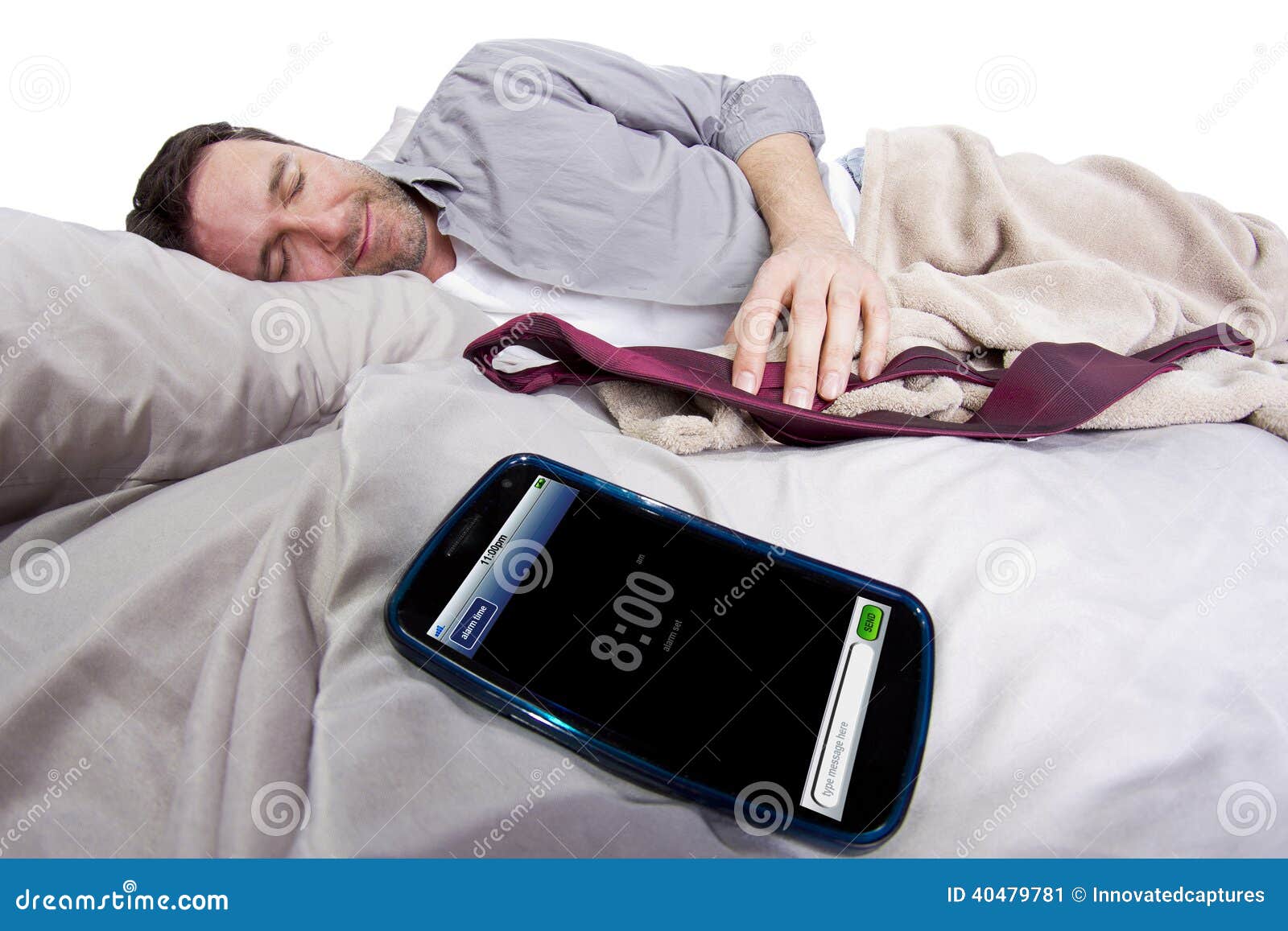 Cell Phone Alarm Clock stock image. Image of sleepy, male 40479781