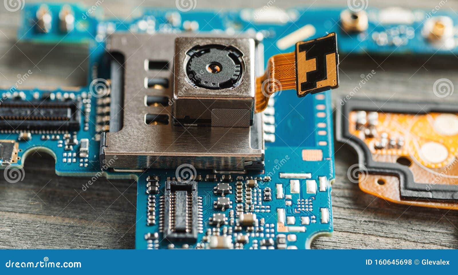 Cell Phone Camera Module with Other Parts of Device Stock Photo - Image