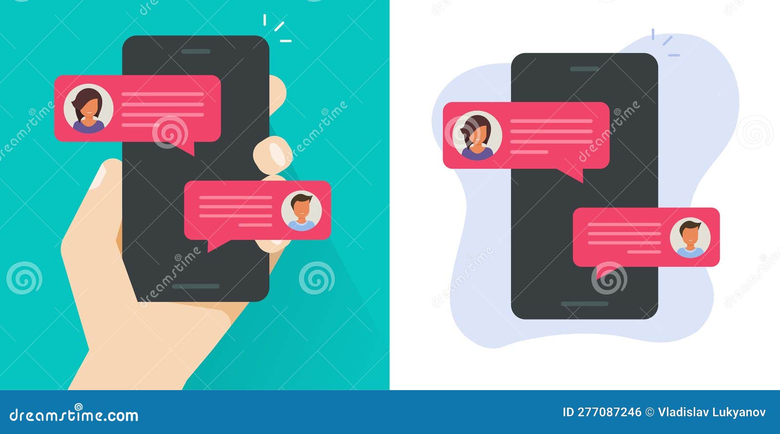 cell phone chat text message sms mobile app icon  flat graphic , cellphone smartphone screen with online talk