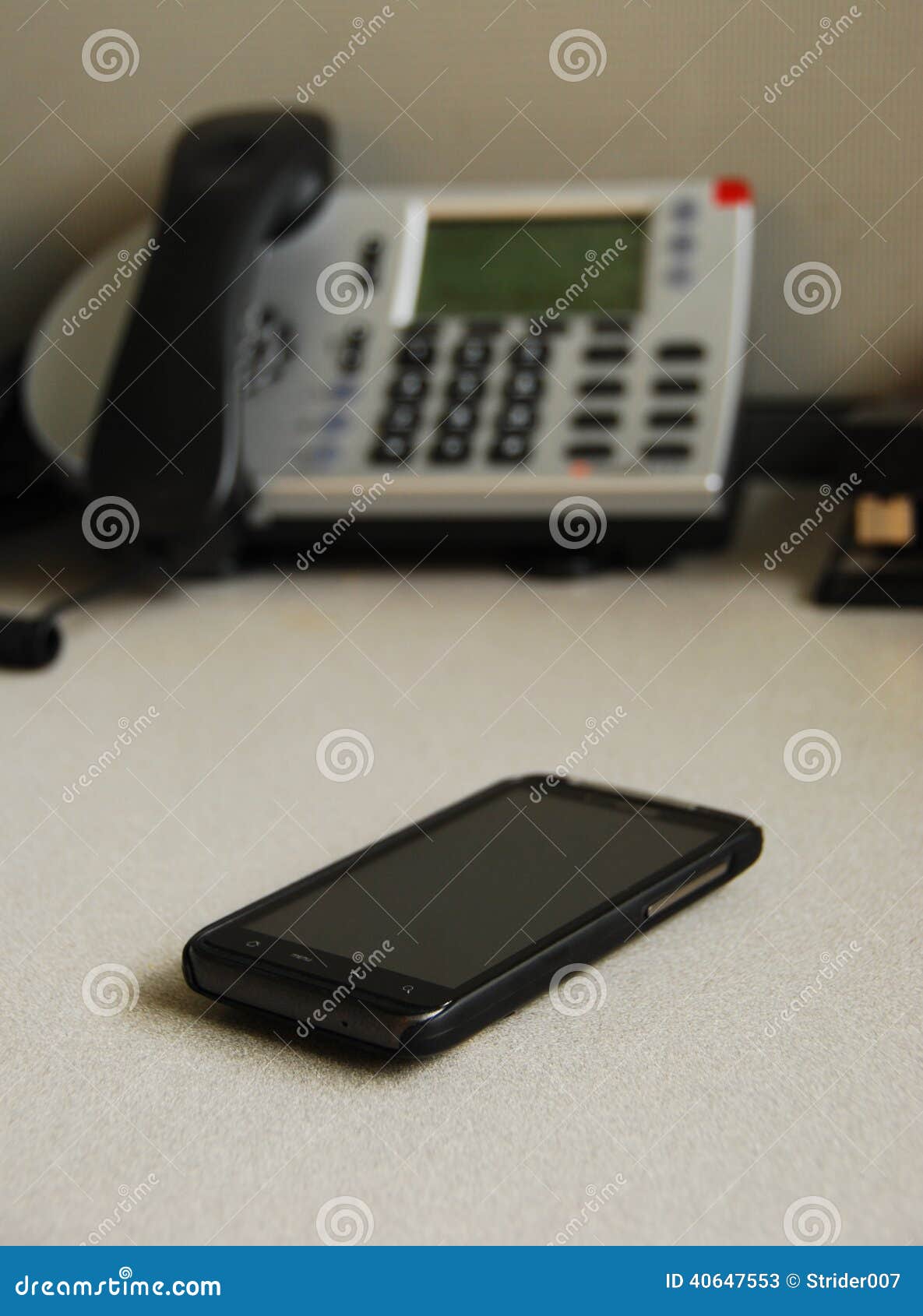 Cell Phone And Desk Phone Stock Image Image Of Front 40647553