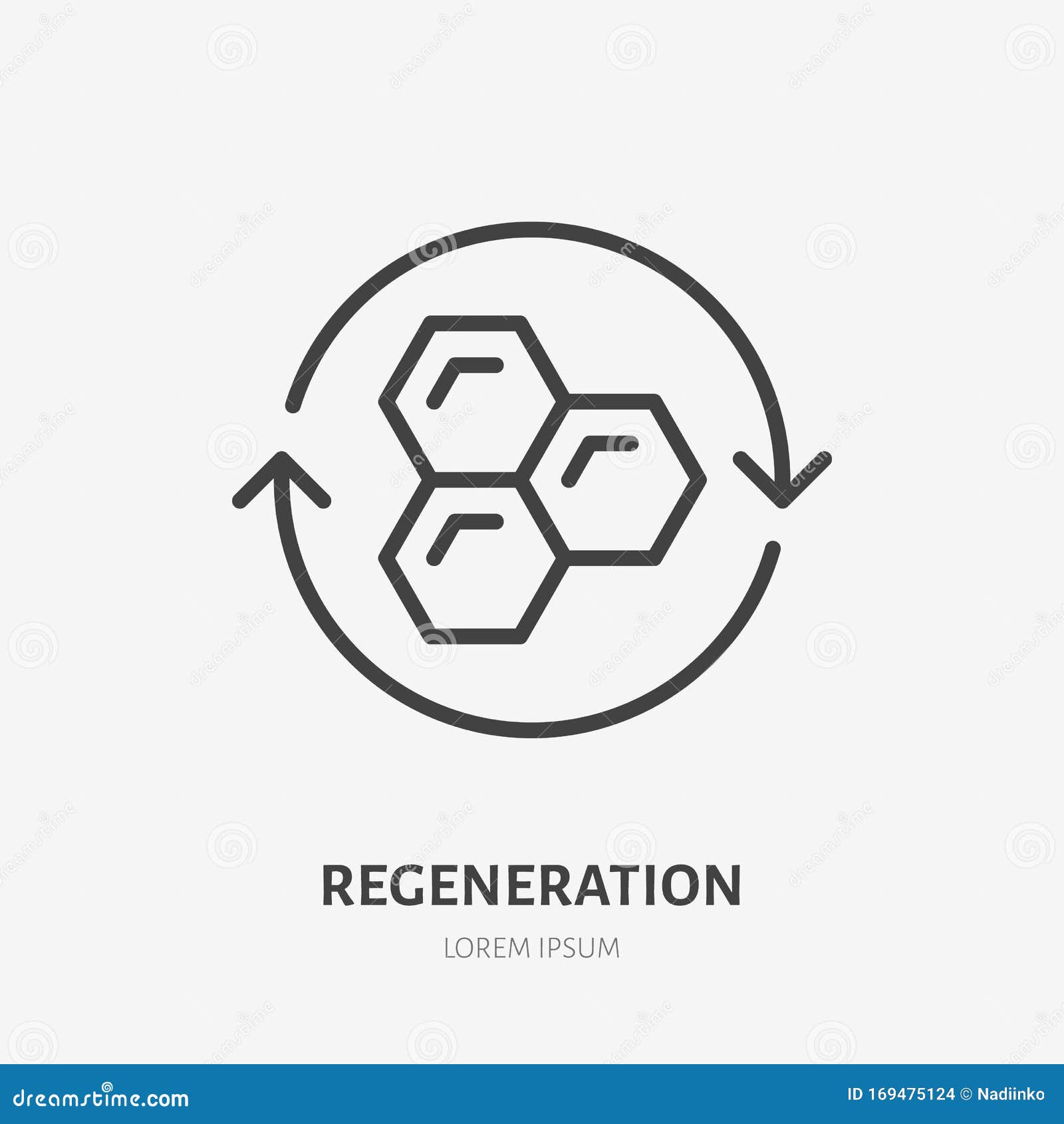 cell regeneration line icon,  pictogram of collagen repair. skincare , sign for ceam, cosmetics