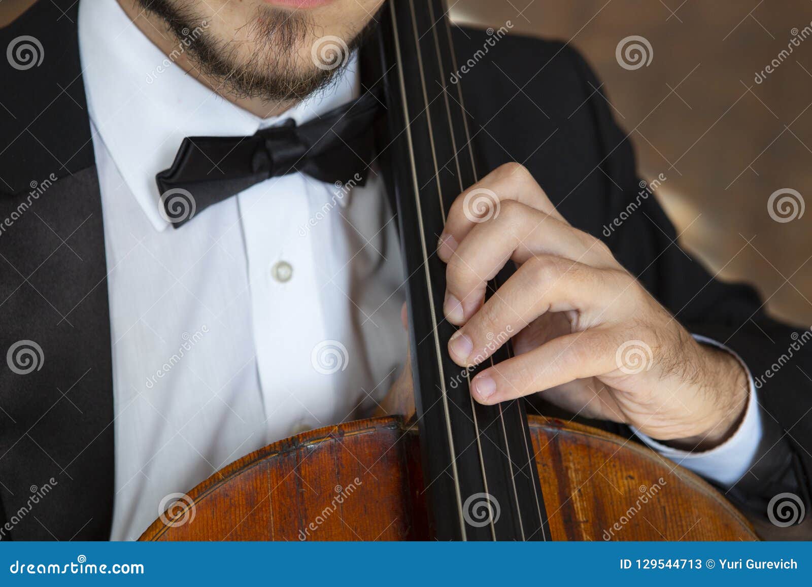 Cello Playing Cellist Hands Close Up Orchestra Instruments Stock Image