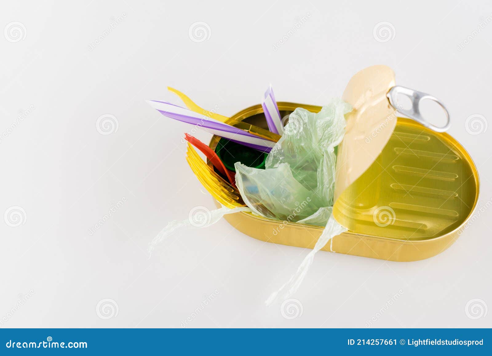 Cellophane and Plastic Garbage in Can Stock Image Image of white