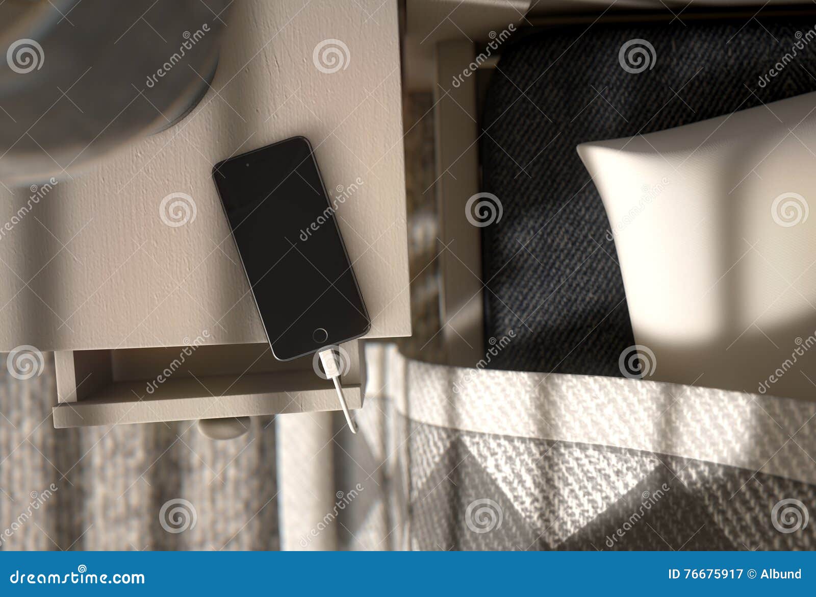 Cellphone Next To the Bed stock image. Image of available 76675917