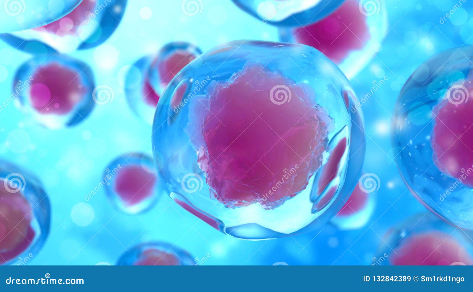 Cells Under Microscope. Microbiology Concept Stock Illustration