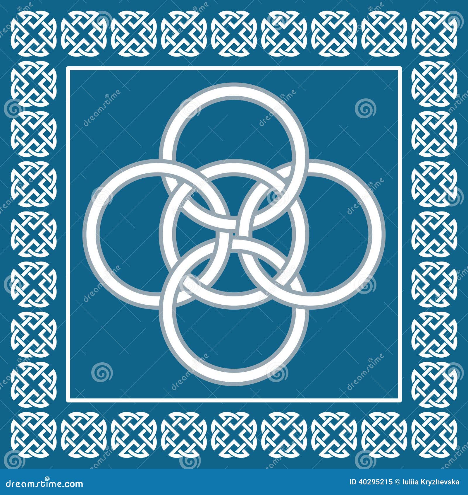 celtic five fold knot ,izes integration of four s
