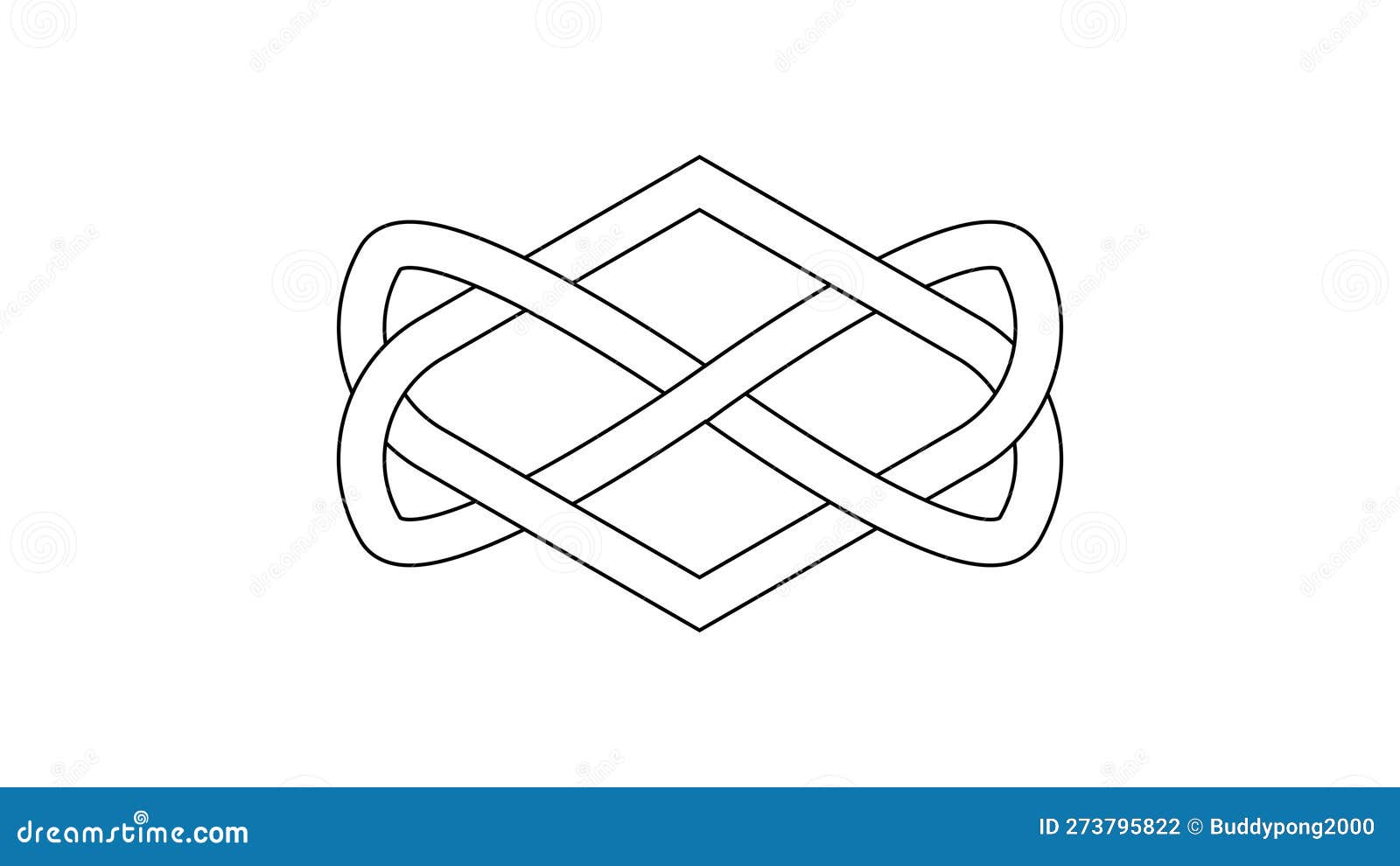 Celtic Knot Heart Love Endless Vector on White Background. Solid Line