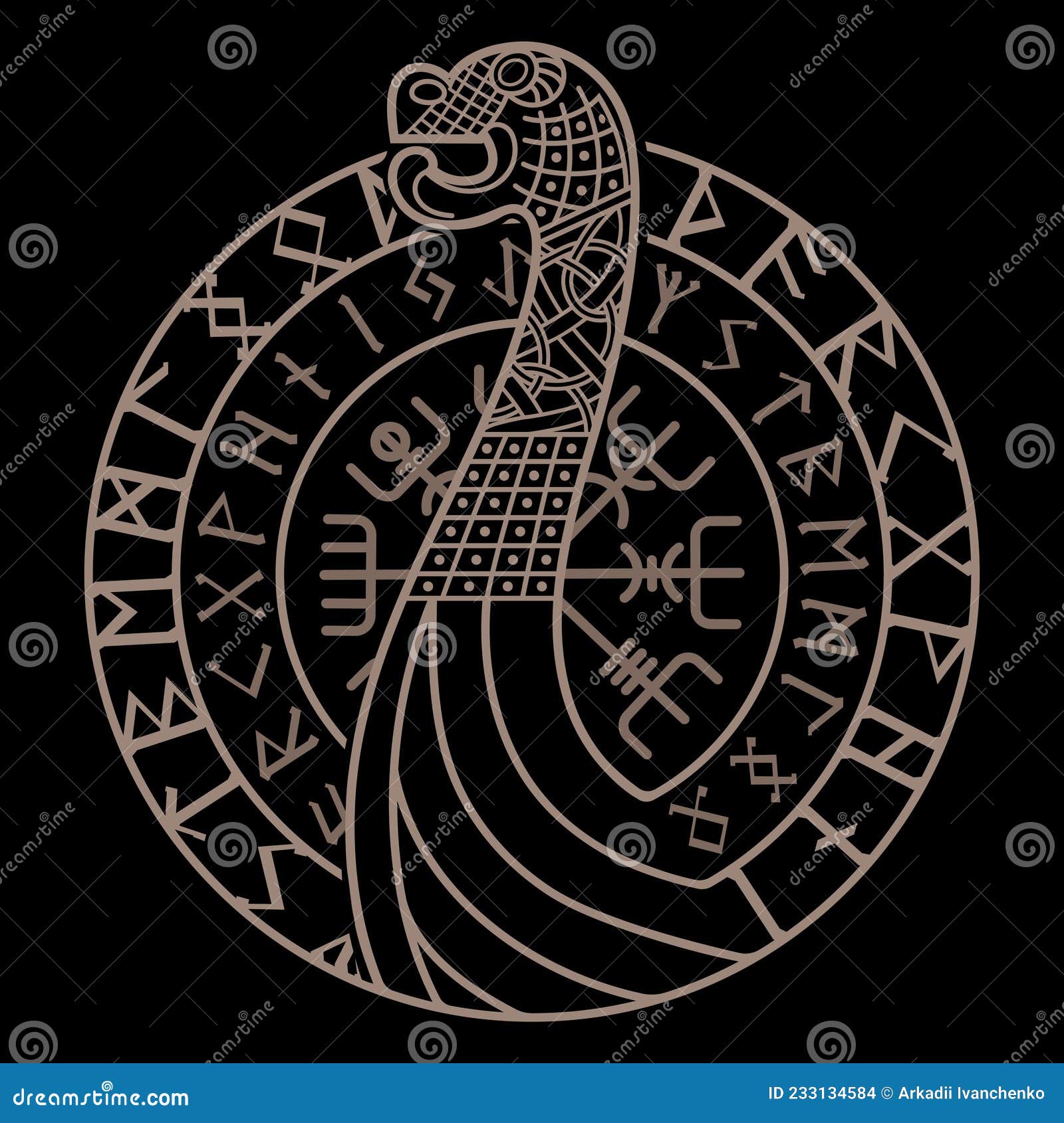 Celtic Scandinavian Design. Old Norse Runic Alphabet Circle, Viking ...