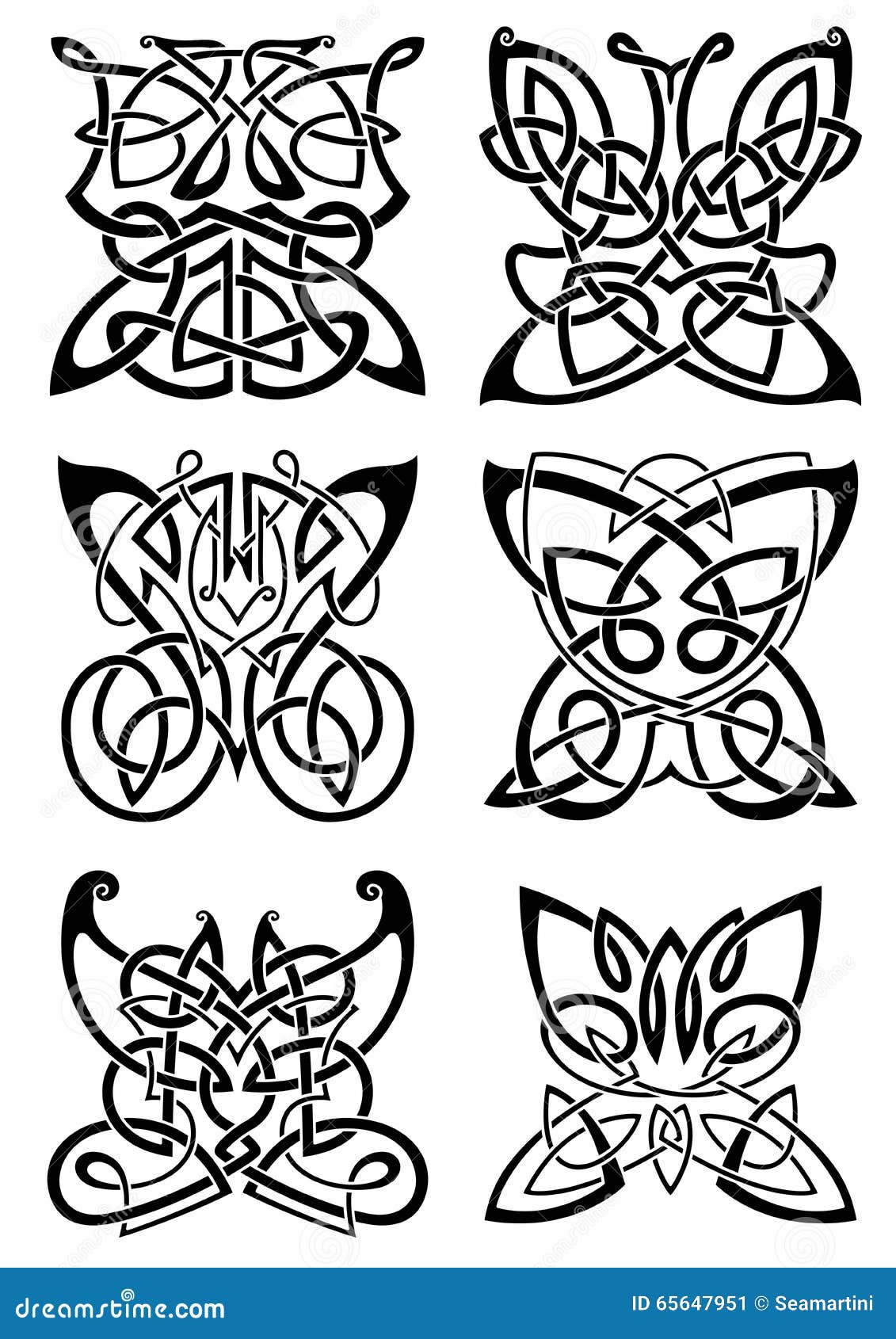 Celtic Tattoos of Black Butterflies Stock Vector - Illustration of antique,  butterfly: 65647951