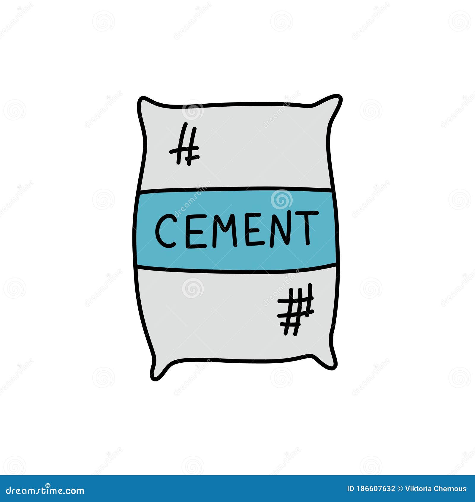 Cement Bag Doodle Icon, Vector Illustration Stock Illustration