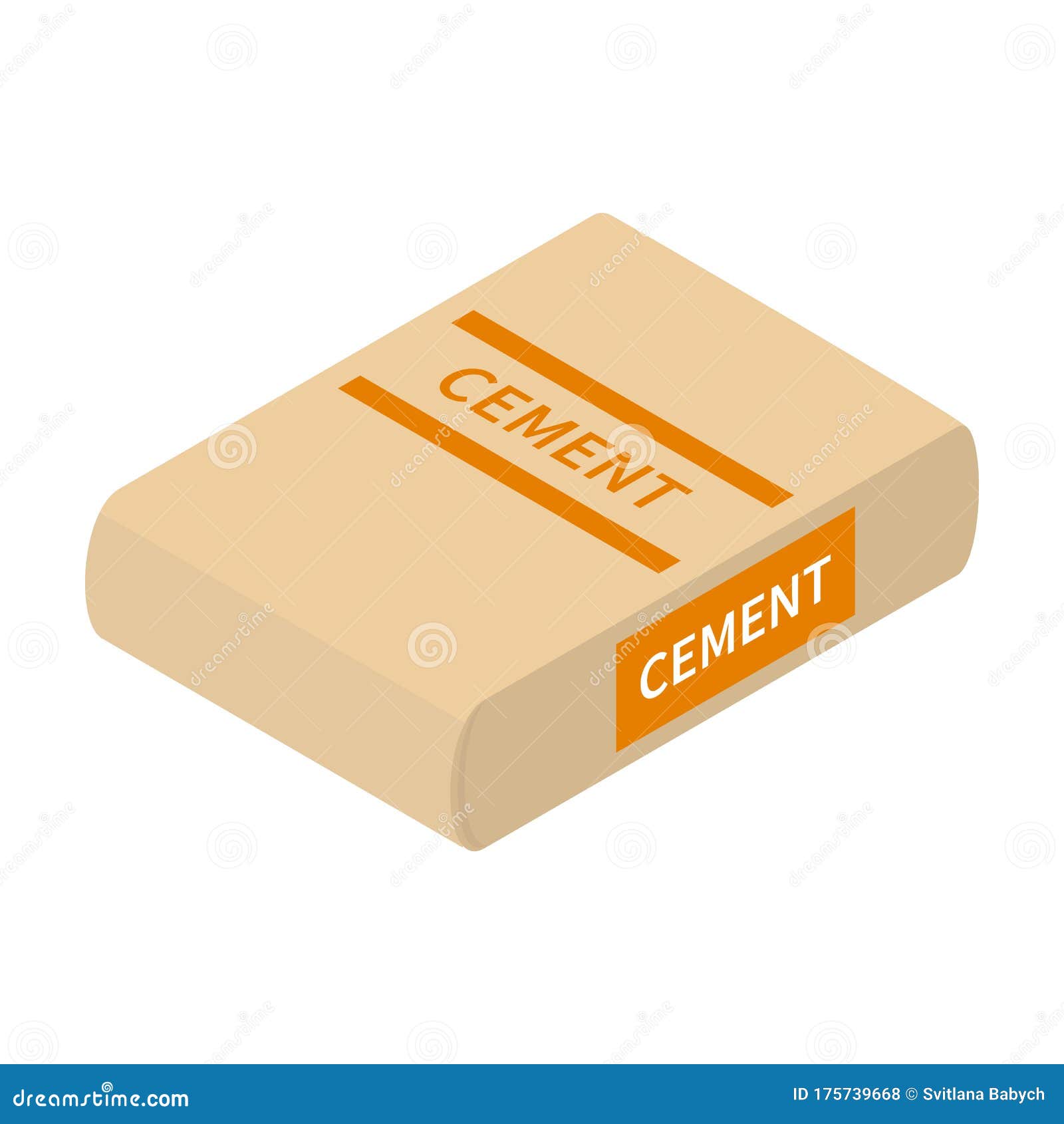 Cement of Bag Isometric Vector Icon.Cartoon Vector Icon Isolated on