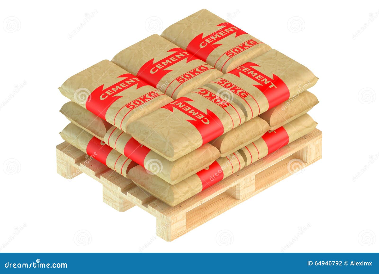 Cement bags on pallet stock illustration. Illustration of masonry