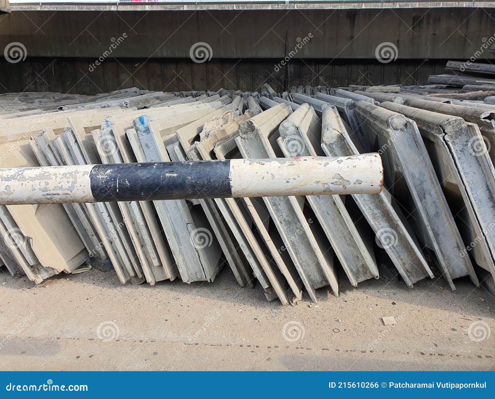 Cement Board for Expressway Edge Blocks Stored after Use. Stock Photo