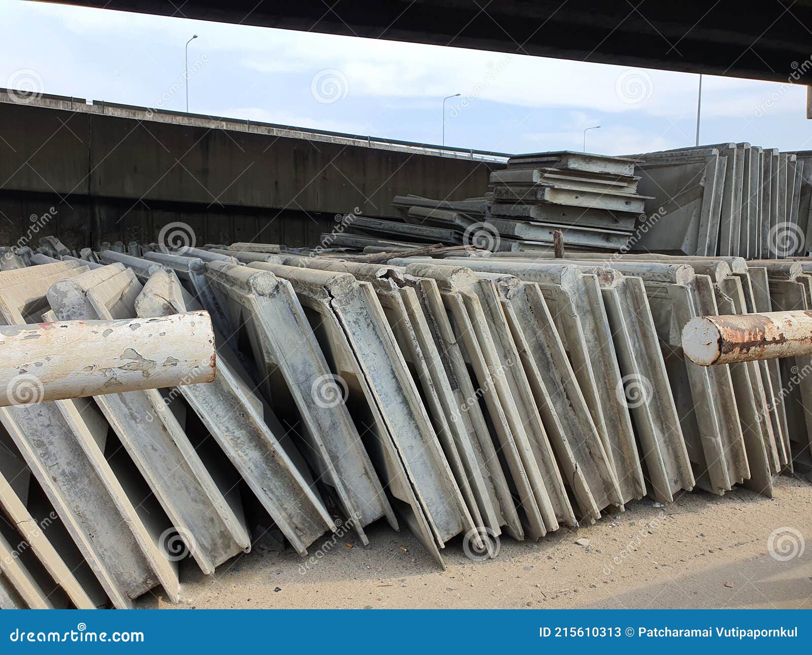 Cement Board for Expressway Edge Blocks Stored after Use. Stock Image