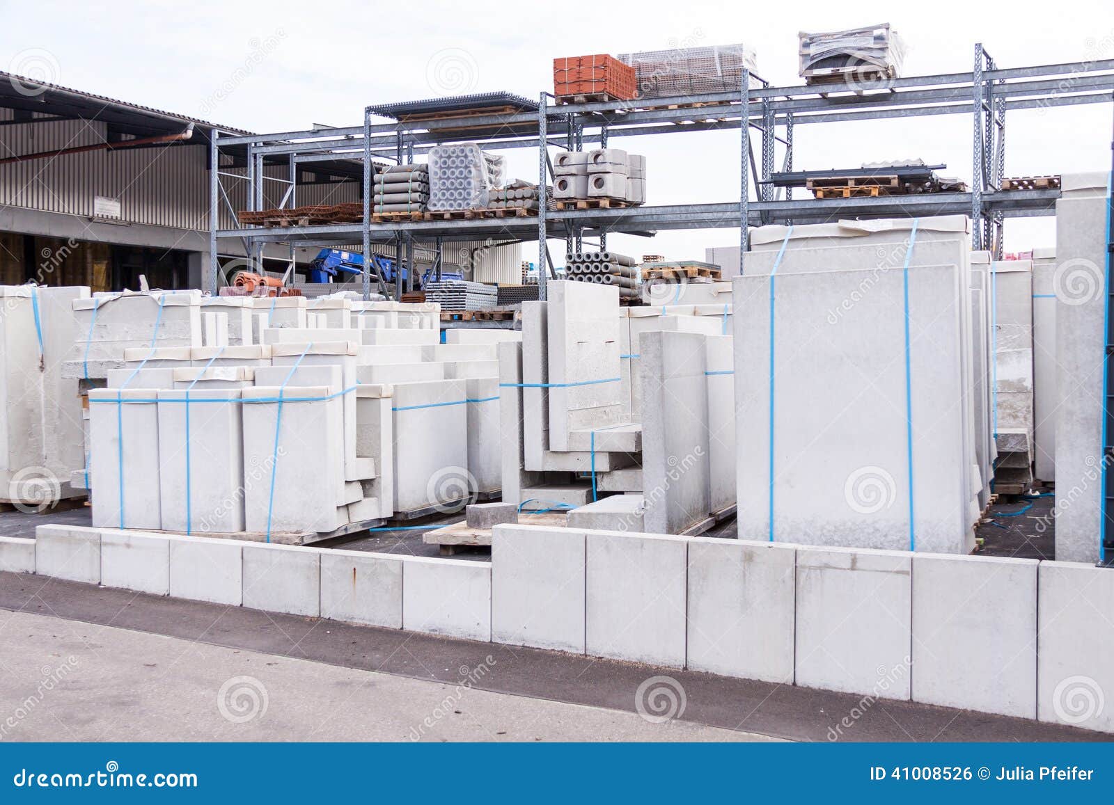 Cement Building Blocks Stacked On Pallets Stock Photo - Image of