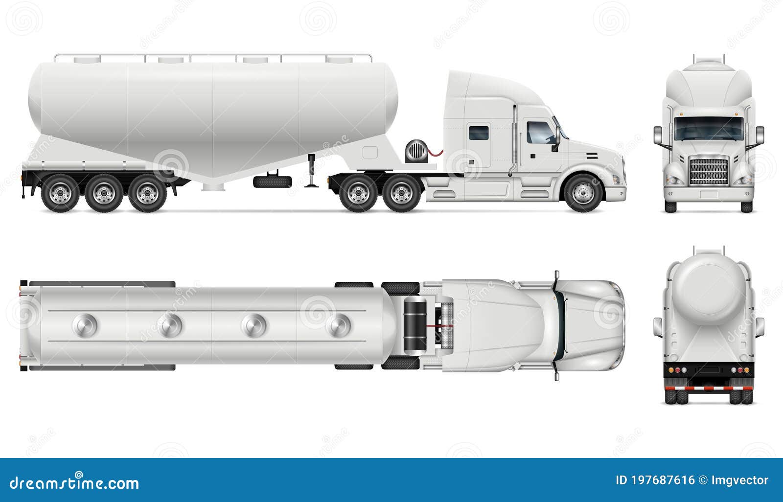 Download Cement Bulk Carrier Truck Vector Mockup Side, Front, Back, Top View Stock Vector - Illustration ...